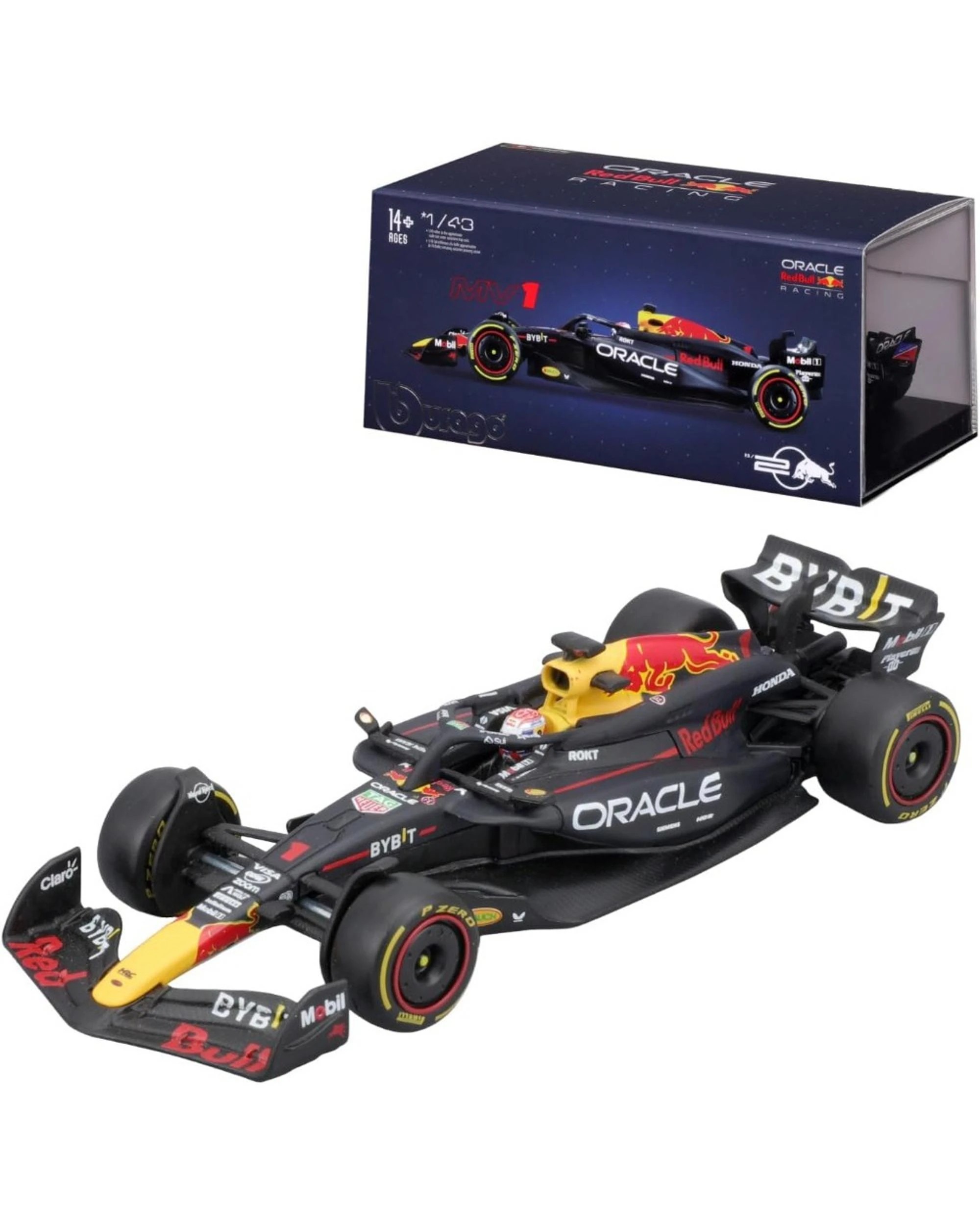 1 Bburago Formula Racing 2024 F-1 Redbull Racing RB20 #1 Max Verstappen with Helmet 1:43 Scale Diecast Vehicle, 1 of 5