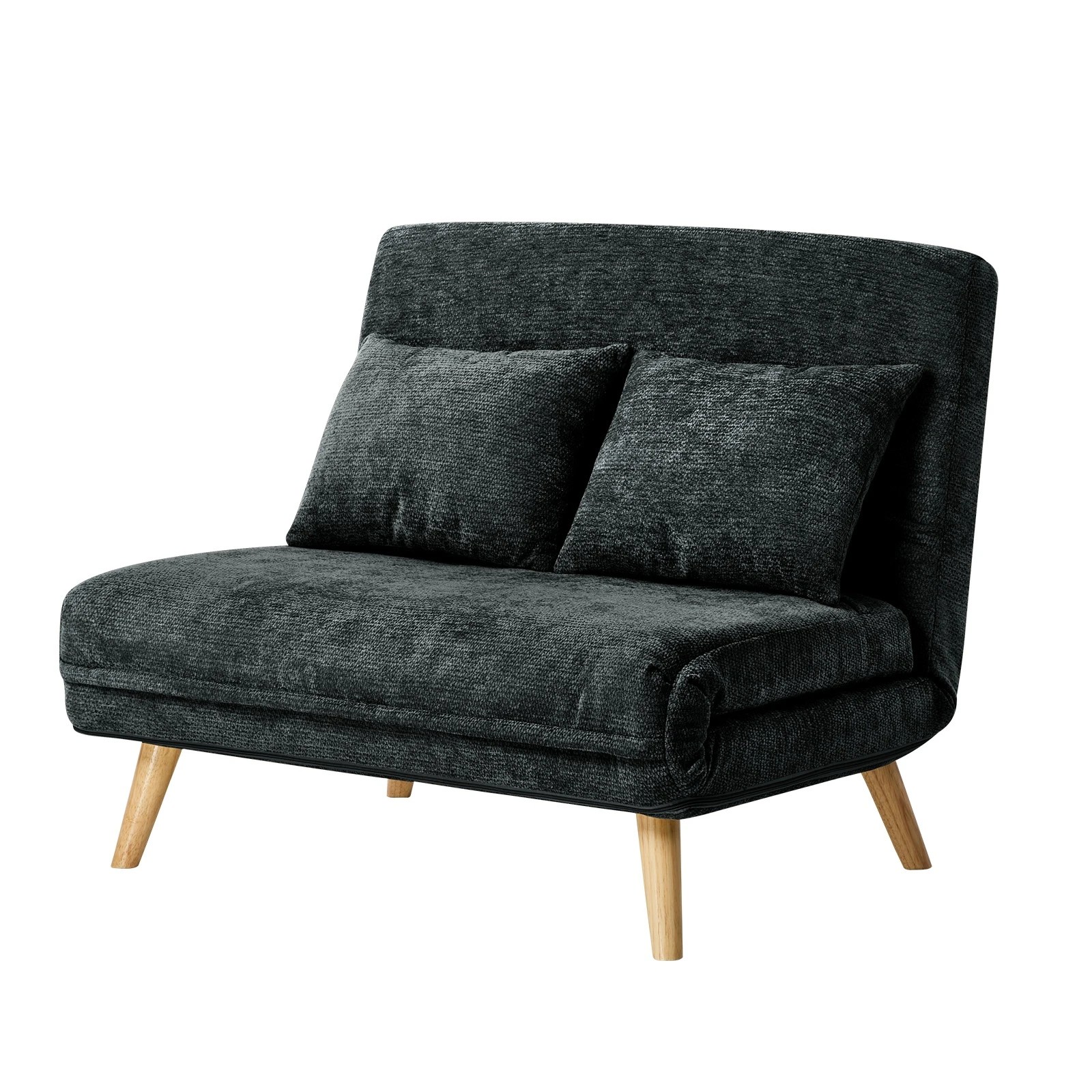 1 Oikiture Double Sofa Bed Lounge Recliner Love Seat Chenille - Charcoal, 1 of 10