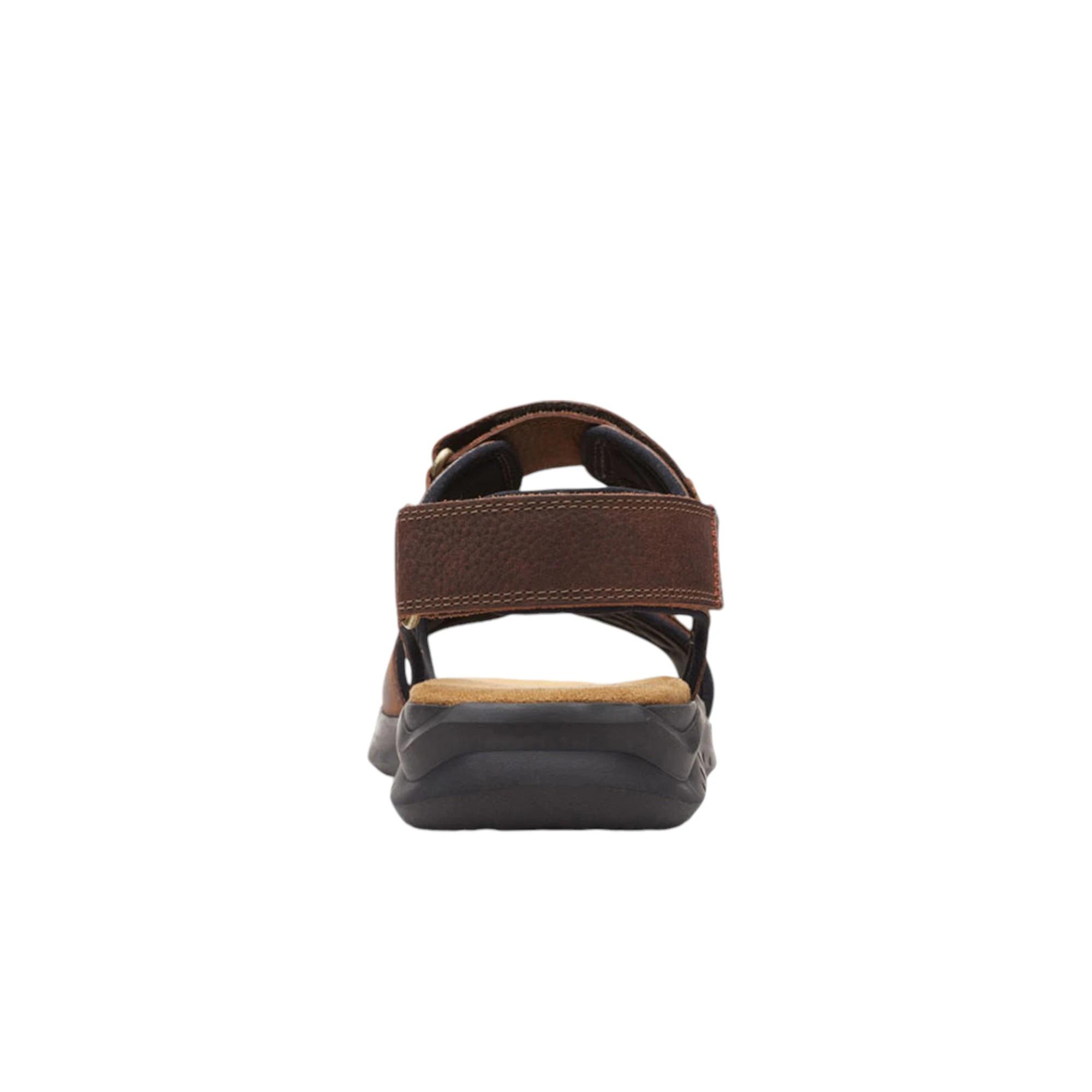 6 Clarks Mens Hapsford Creek Shoes Tumbled Leather Sandals DARK BROWN, 6 of 7
