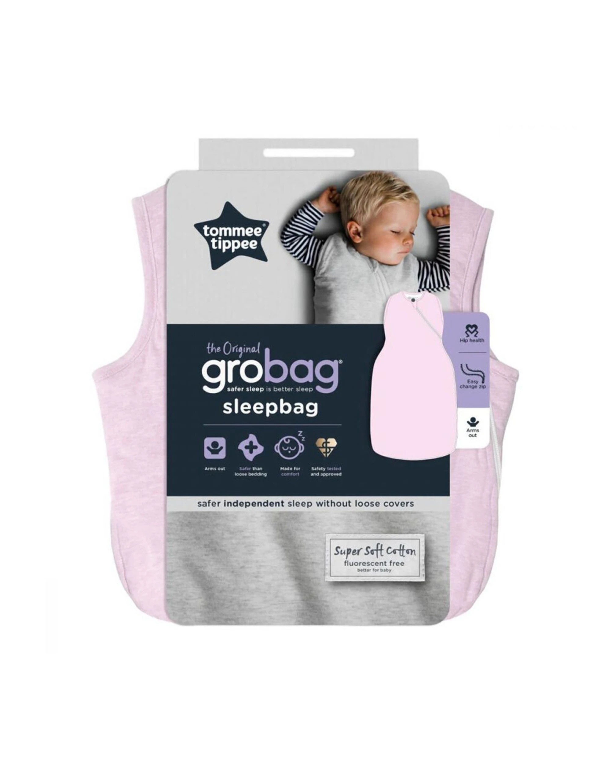 6 TOMMEE TIPPEE Grobag 18-36M 2.5TOG Sleepbag Hip Healthy 2 Way Zip Cotton Rich - Pink, 6 of 10