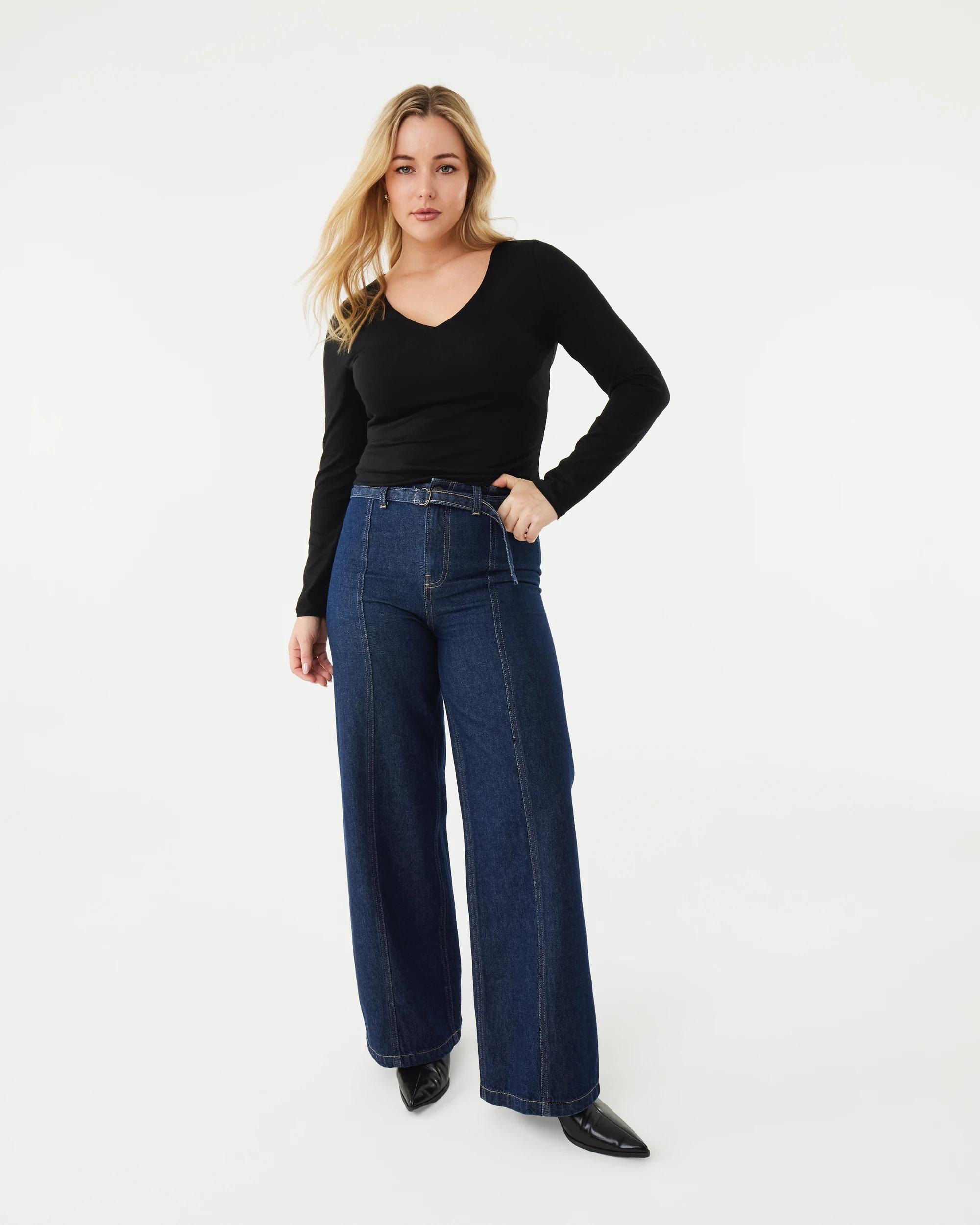 2 Seam Front Self Belt Jeans Indigo Wsh, 2 of 8