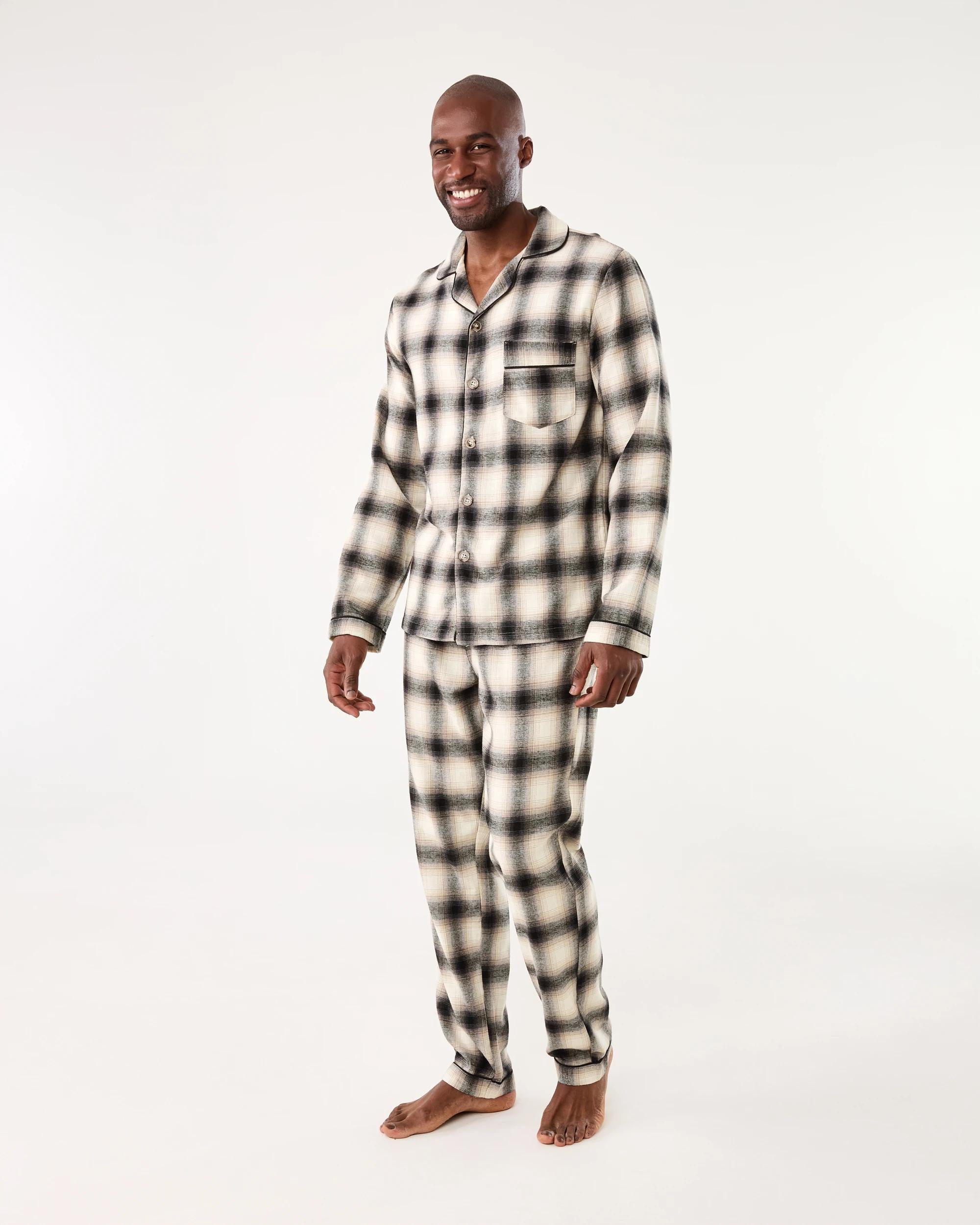 2 Long Sleeve Woven Button Through Pyjama Set Bge Check, 2 of 8