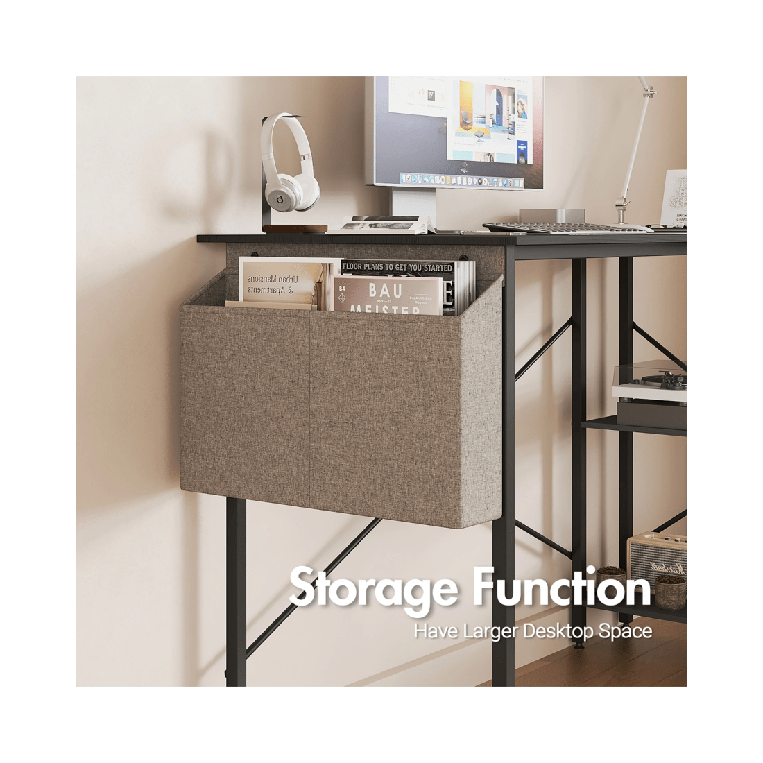 4 Advwin L Shaped Computer Desk With Convertible Storage Shelves Corner Desk Black, 4 of 9