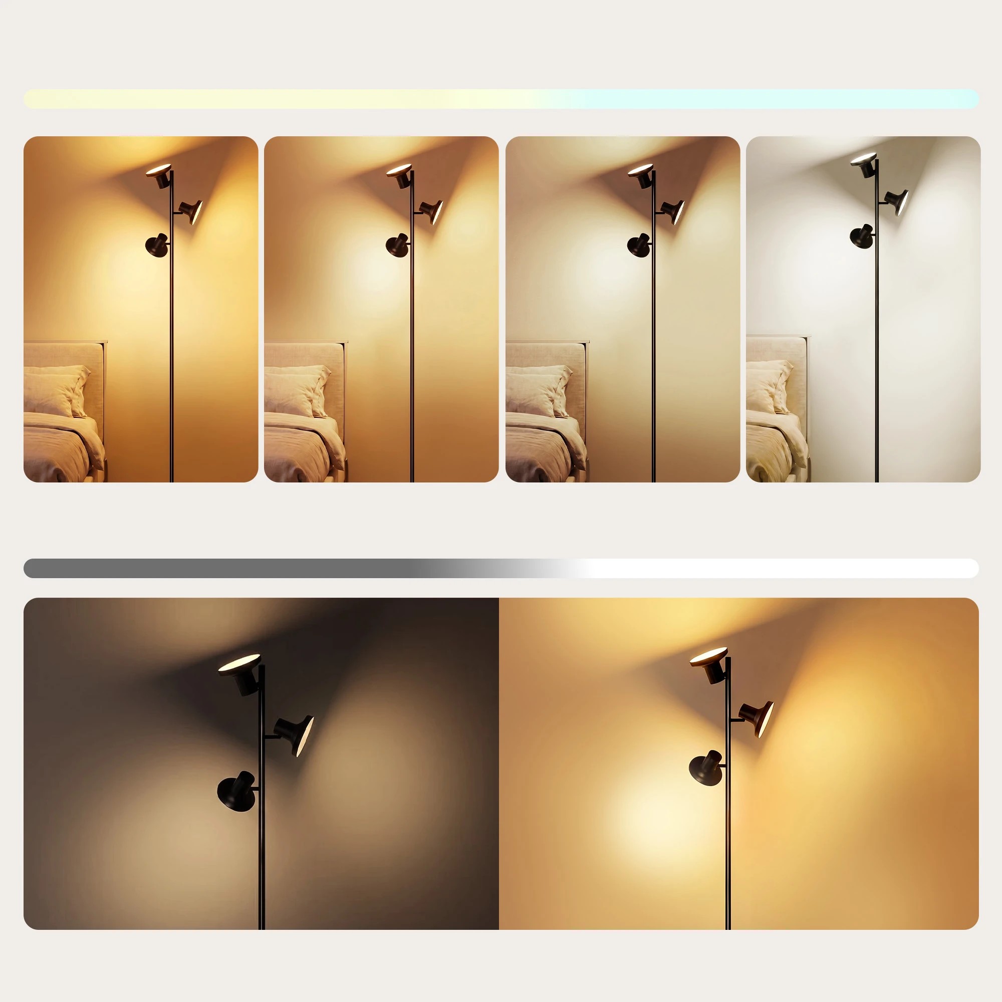 6 Artiss RGB Floor Lamp LED with 3 Swivel Lights Color Changing Lamp with Remote Stepless Dimmable - Black, 6 of 9