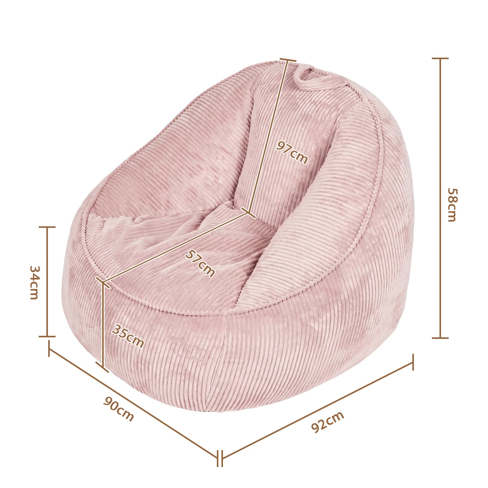 2 Advwin Bean Bag Chair Sofa w/ Handle Adults Teens Corduroy Lazy Floor Sofa - Pink, 2 of 7
