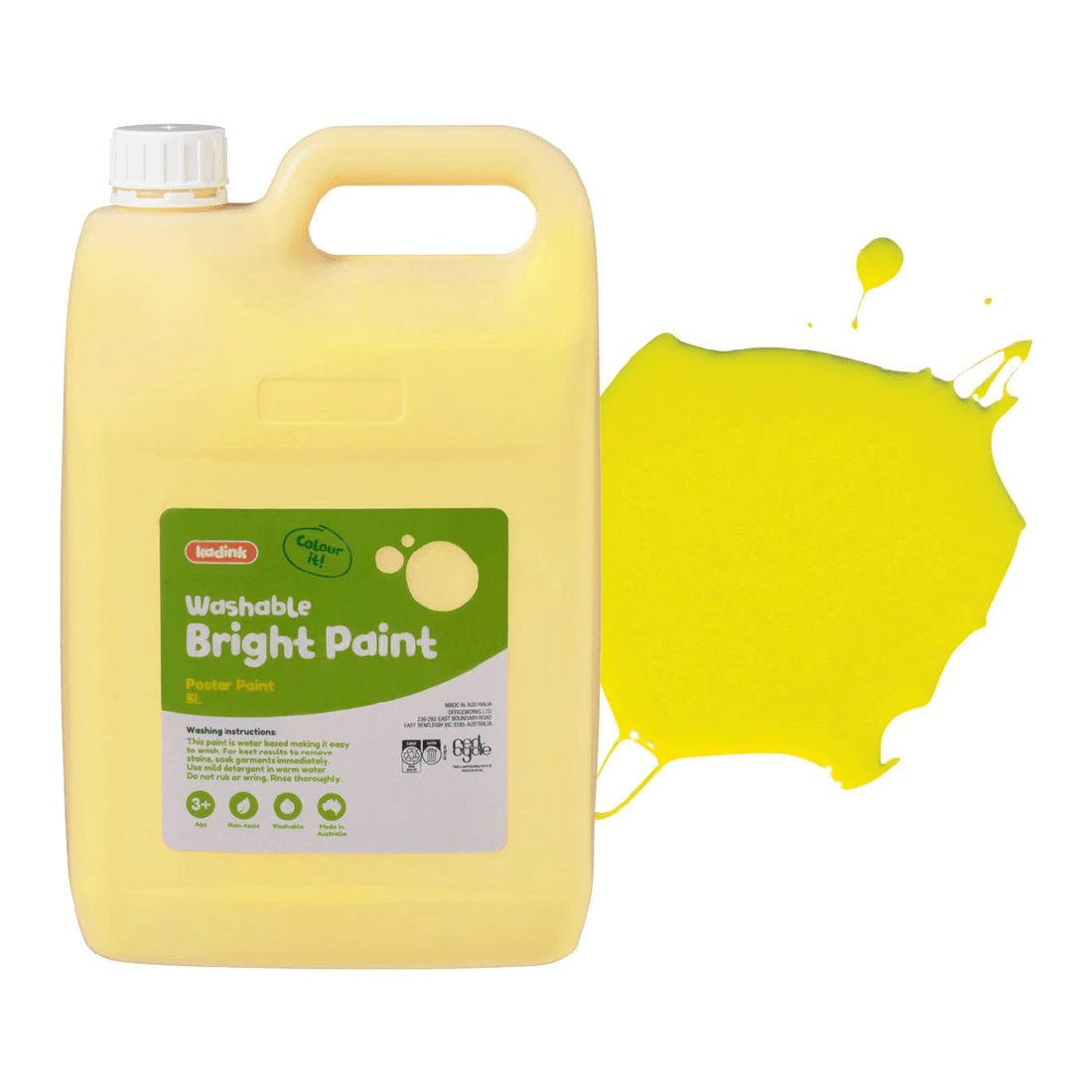 1 Kadink Washable Bright Poster Paint 5L Yellow, 1 of 2