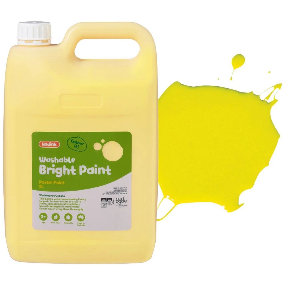 1 Kadink Washable Bright Poster Paint 5L Yellow, 1 of 2