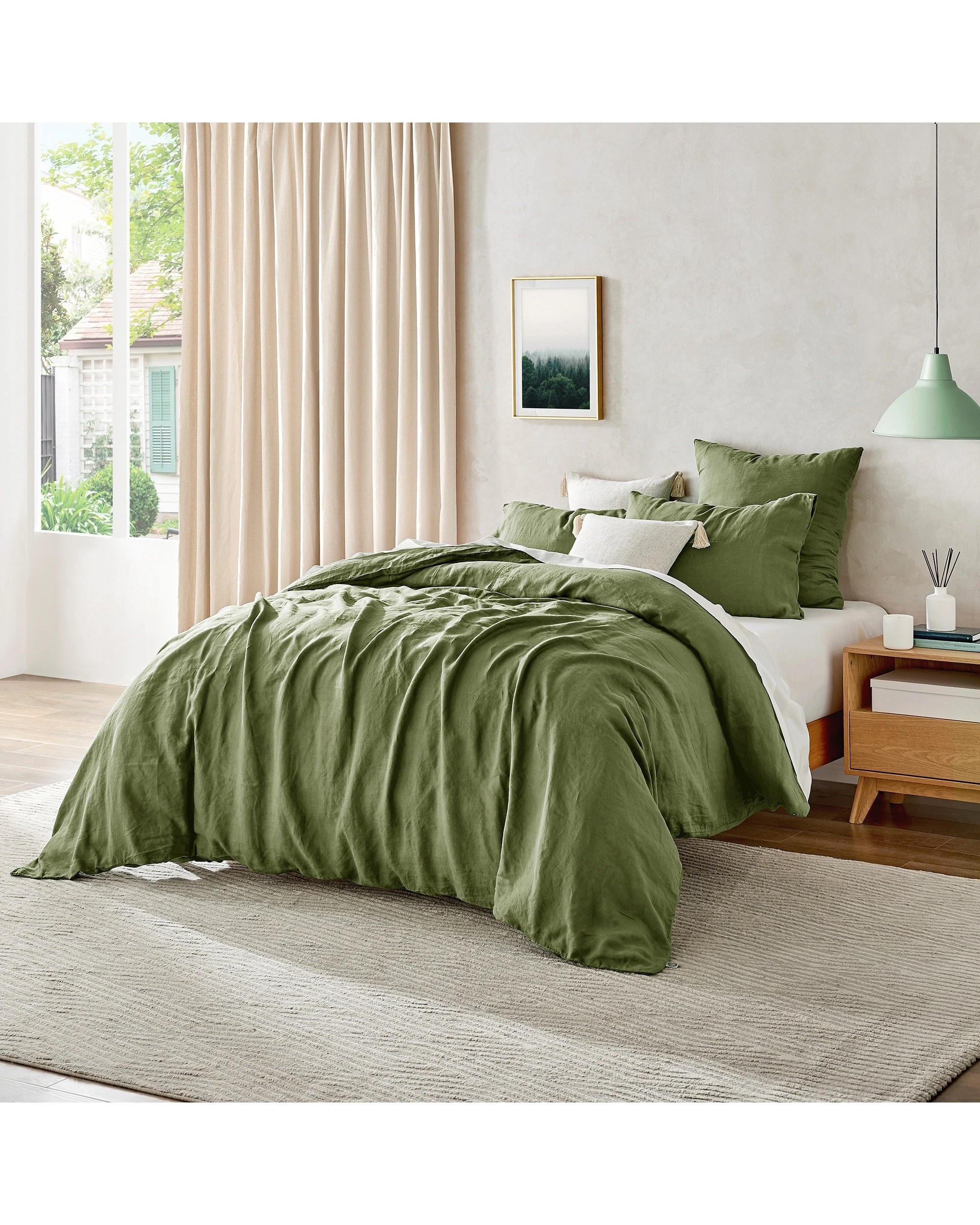 3 Natural Home 100% European Flax Linen Quilt Cover Set - Single Bed - Hunter Green, 3 of 7