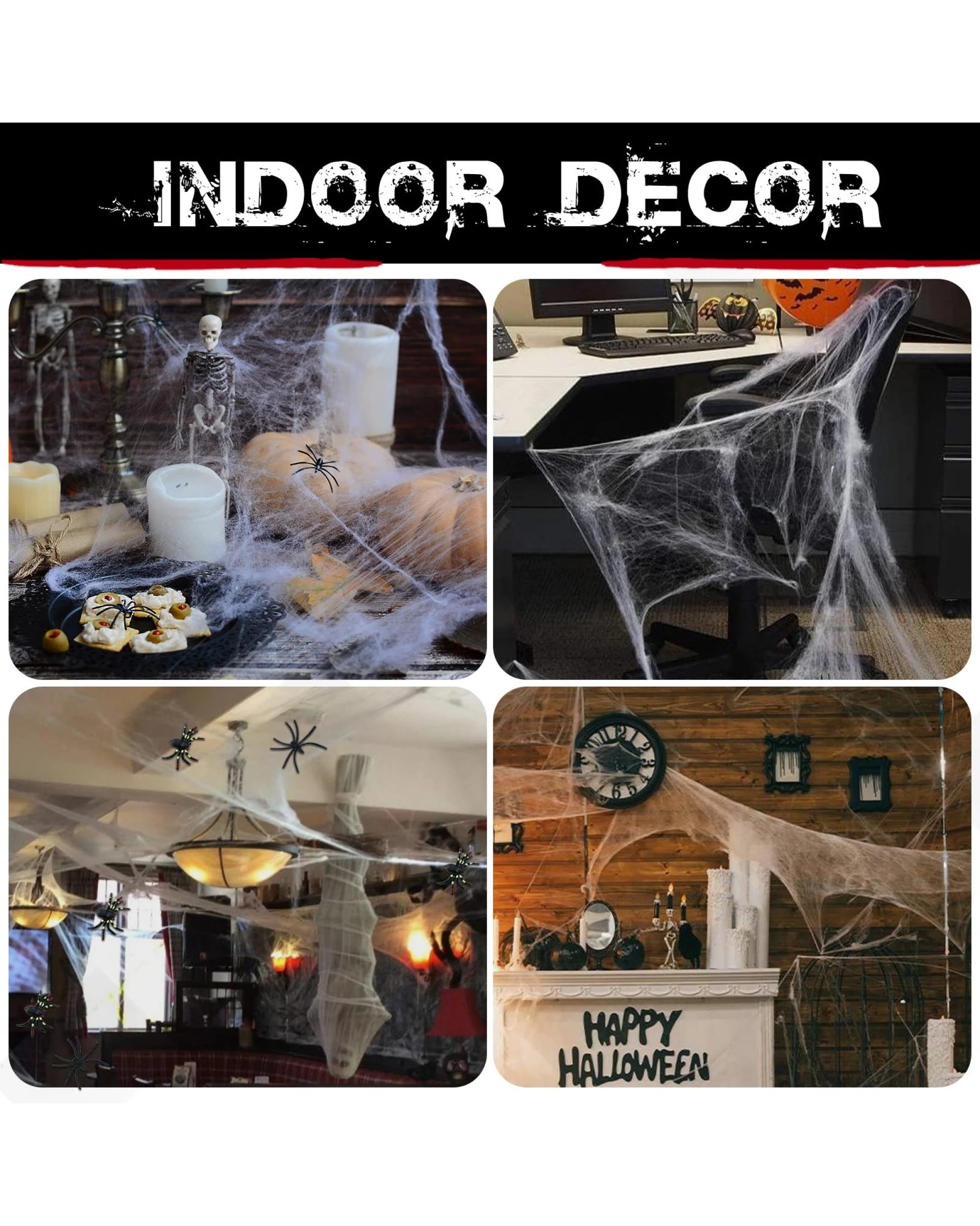 6 BR Costumes Stretchable Spider Web Decoration with Spiders for Halloween Parties, 6 of 10