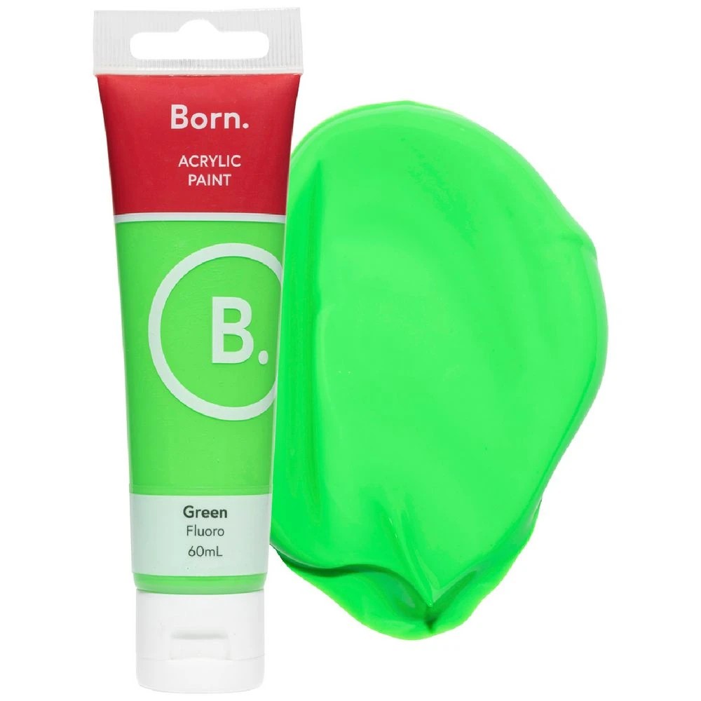 1 Born Acrylic Paint 60mL Fluoro Green, 1 of 3