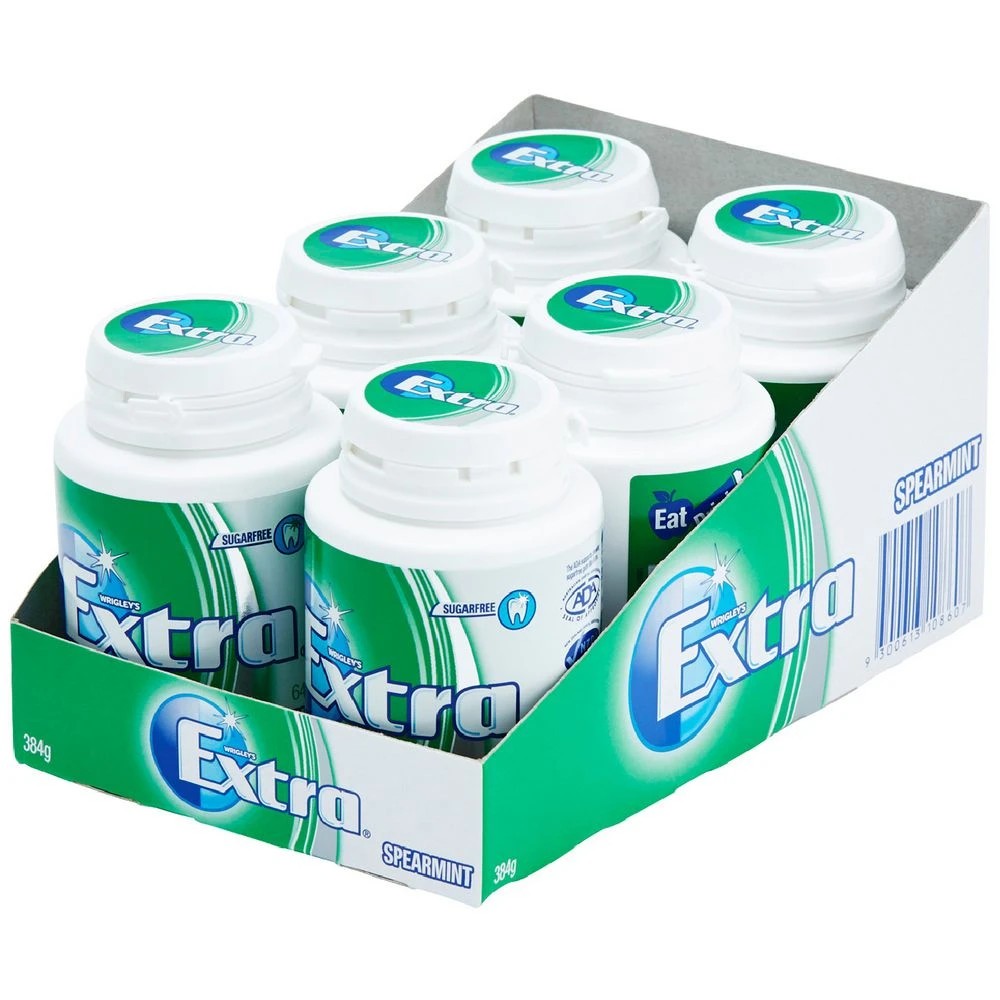 1 Extra Spearmint Sugar-free Chewing Gum in Bottle 64g 6 Pack, 1 of 2