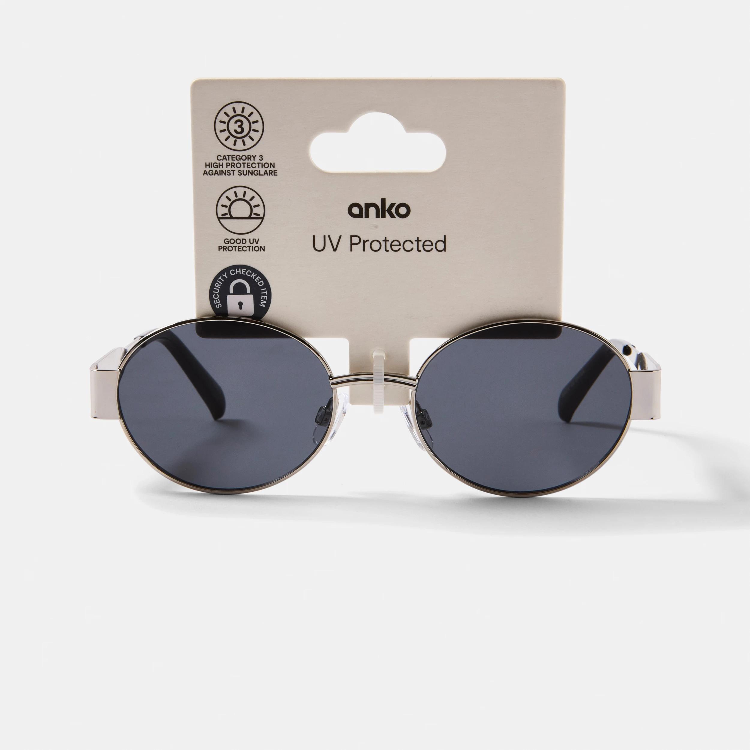 6 Oval Metal Sunglasses Silver, 6 of 6