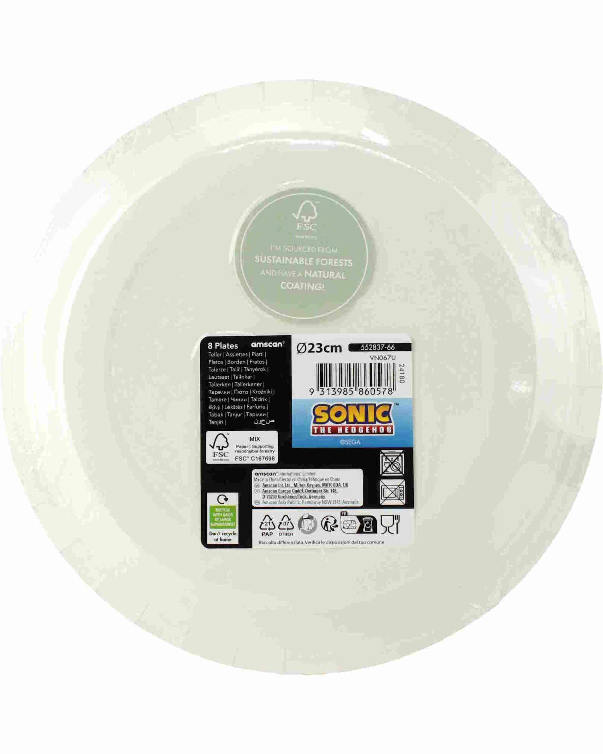 2 Amscan Sonic The Hedgehog Large Paper Plates Pack of 8, 2 of 2
