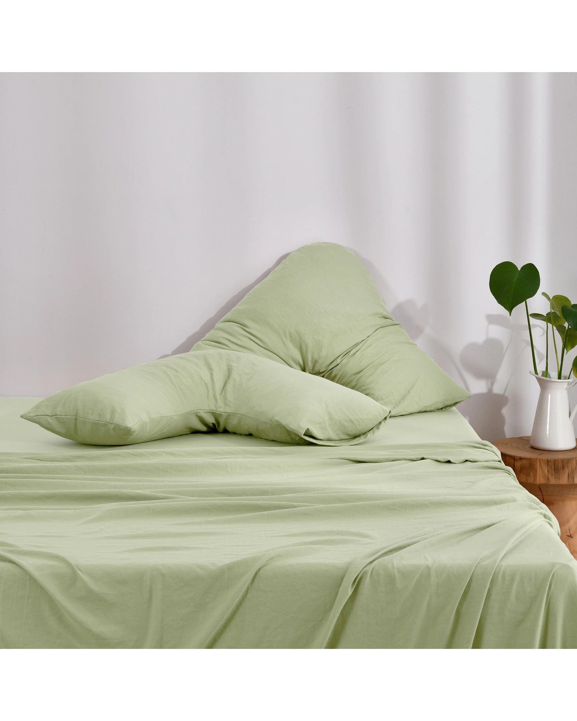 5 Dreamaker Superfine Washed Microfibre V-Shape Pillowcase Twin Pack - Sage Green, 5 of 5