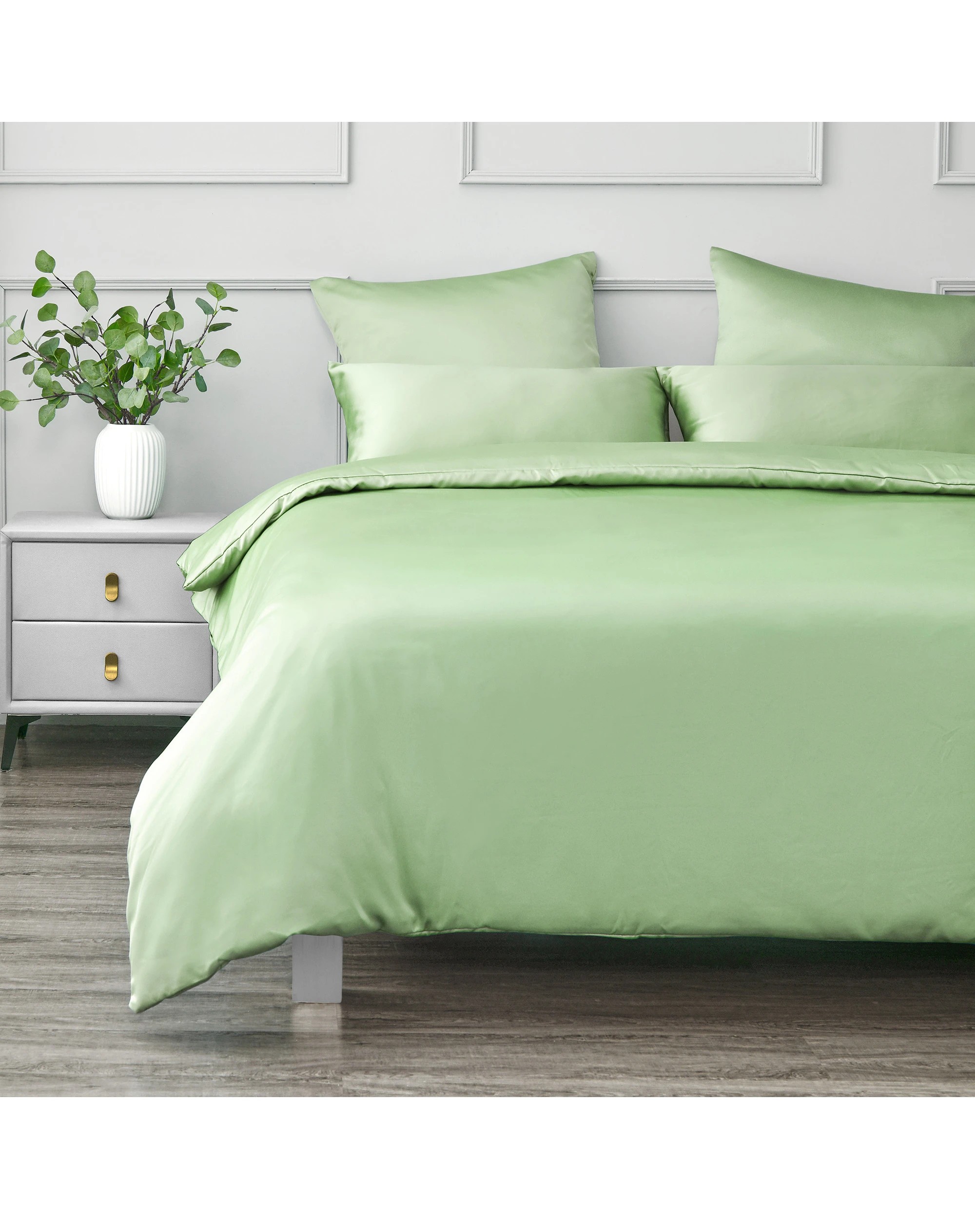 2 Dreamaker Matte Satin Quilt Cover Set - Super King Bed - Sage, 2 of 4