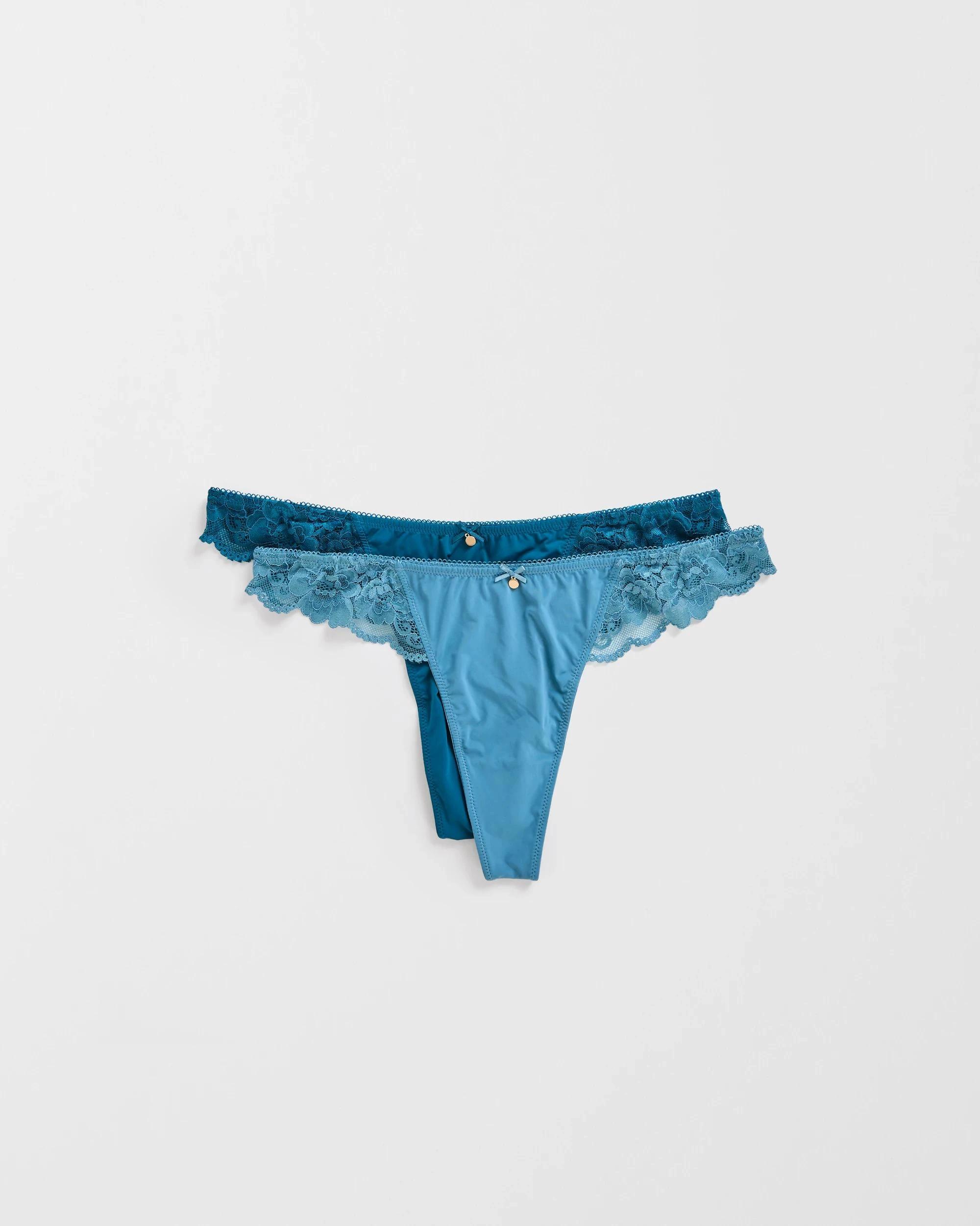 2 Target Woman Lara 2 Pack Lace Trim G-String Briefs BLUE STONE/LEGION BLUE, 2 of 3