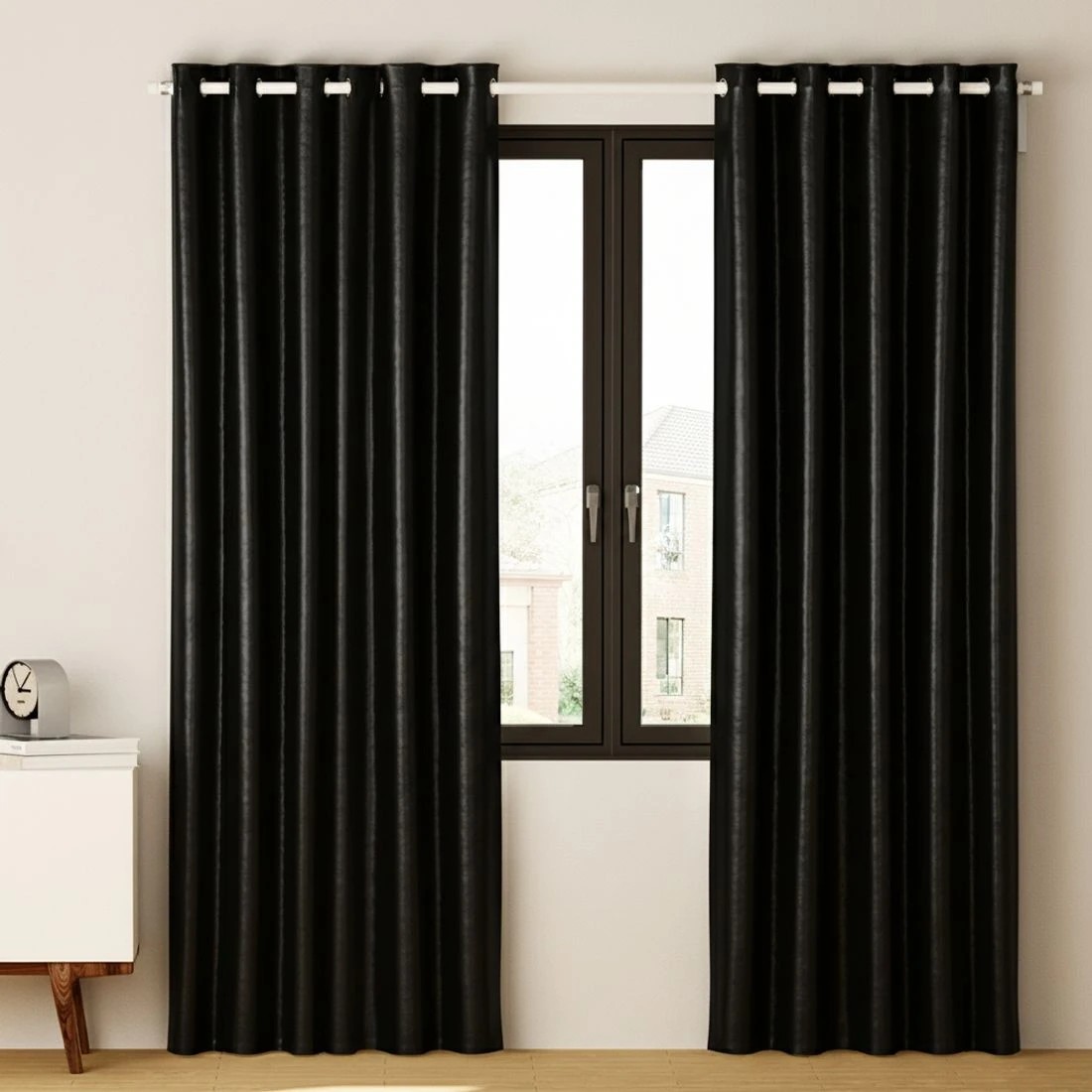 6 Artiss 2X Blockout Curtains Eyelet 300x230cm Shine - Black, 6 of 6