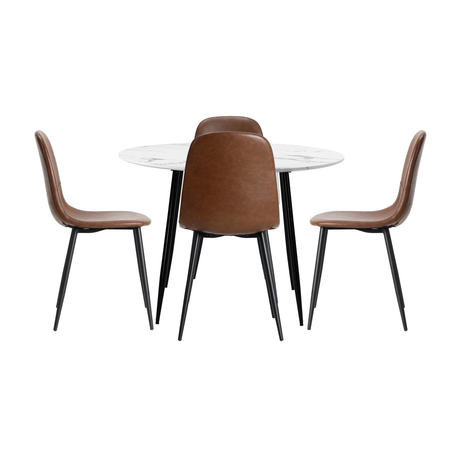 5 Oikiture 110cm Round Dining Table With 4pcs Pu Leather Dining Chairs
 - Multi, 5 of 10