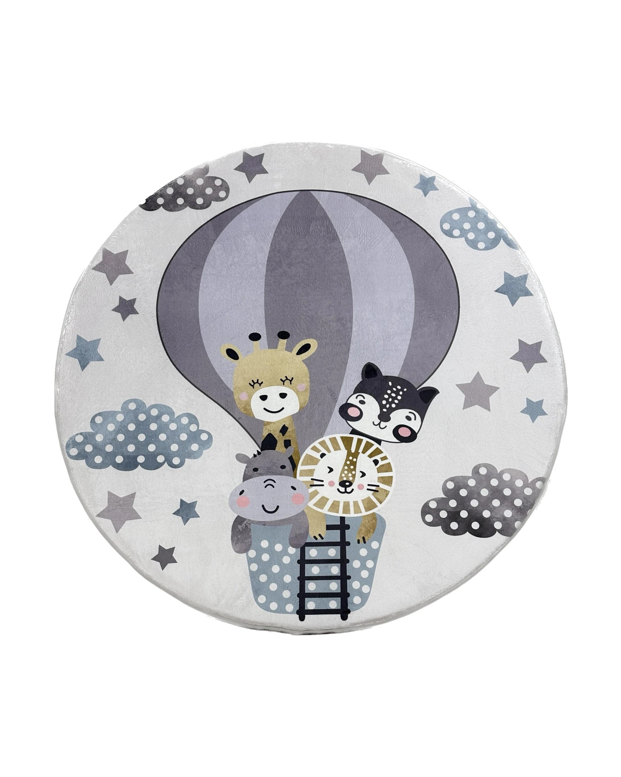 1 La Grace Home Ultra Soft Plush Kids Ballon Grey Mat - 120x120cm, 1 of 3
