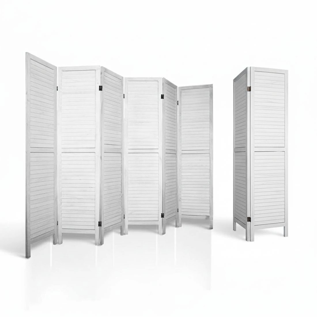 5 Artiss 6 Panel Room Divider Screen 245x170cm Louver - White, 5 of 8