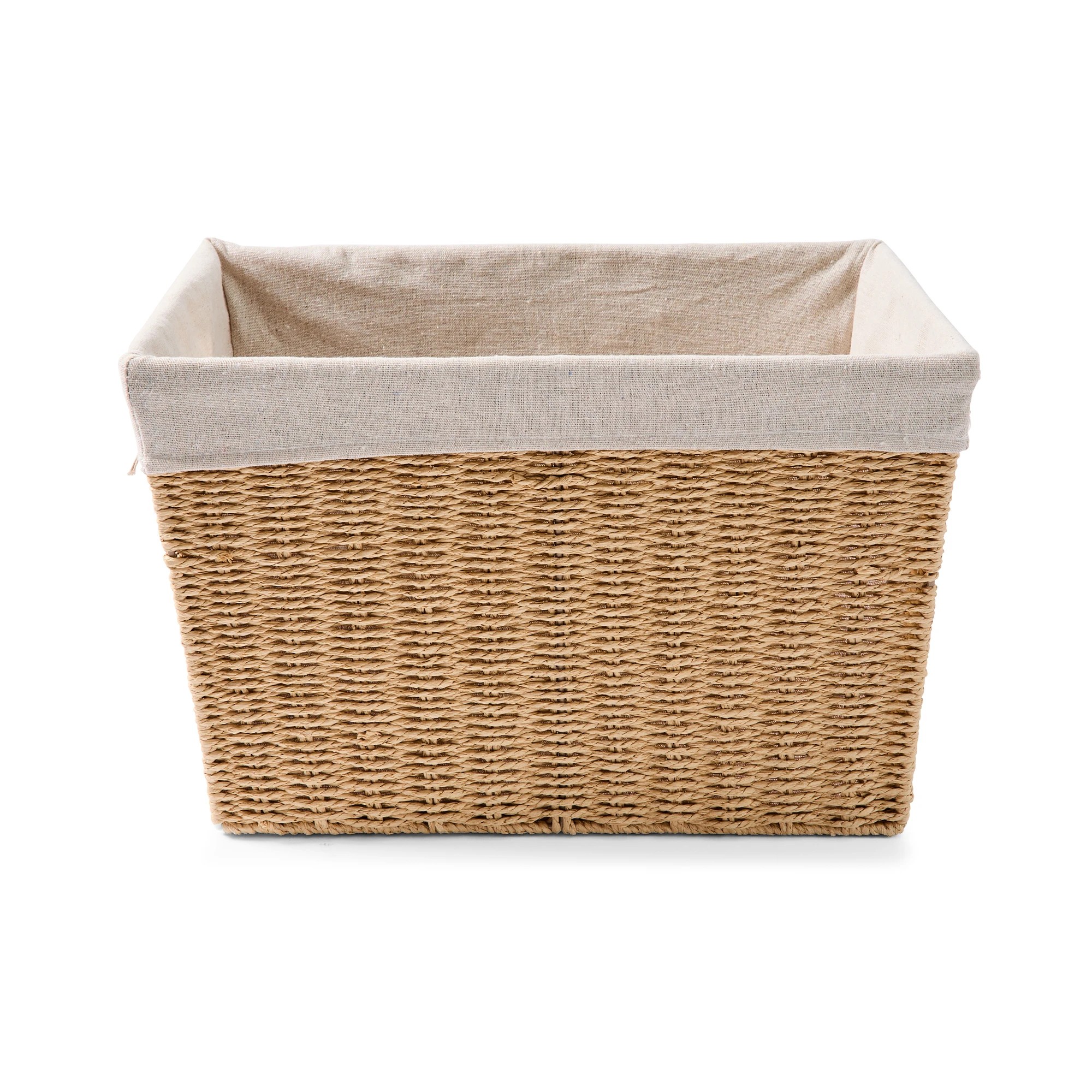 3 Large Paper Rope Basket with Liner - Beige, 3 of 8