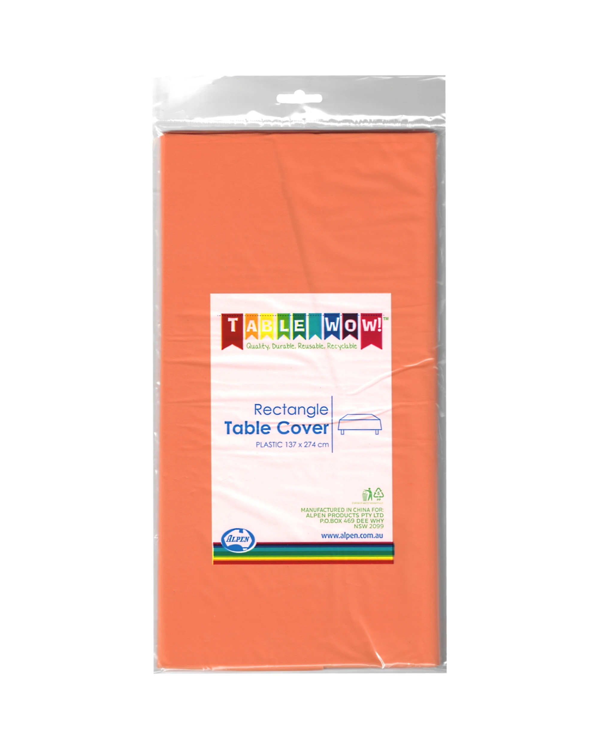 2 Alpen Plastic Rectangular Tablecloth - Orange - Orange, 2 of 2