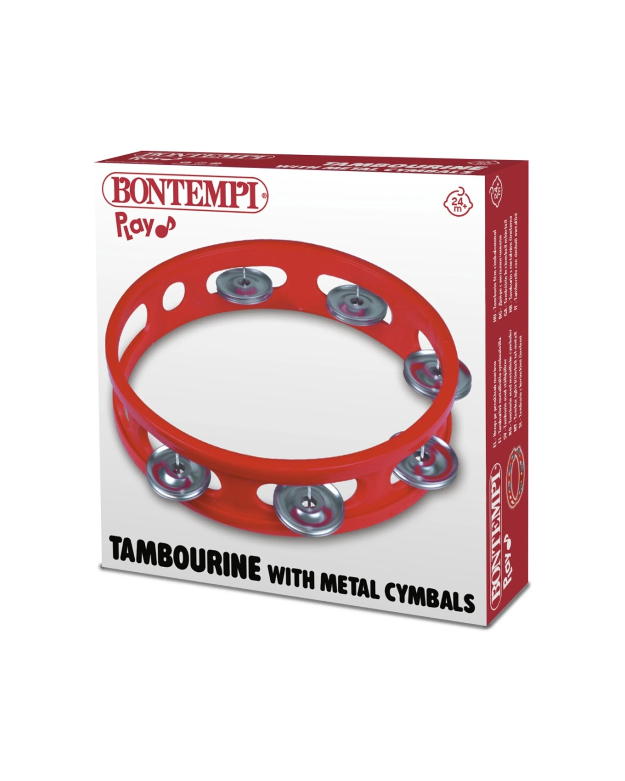 3 Bontempi Tambourine With Metal Cymbals Music Instrument 155x165x33mm - Red, 3 of 3