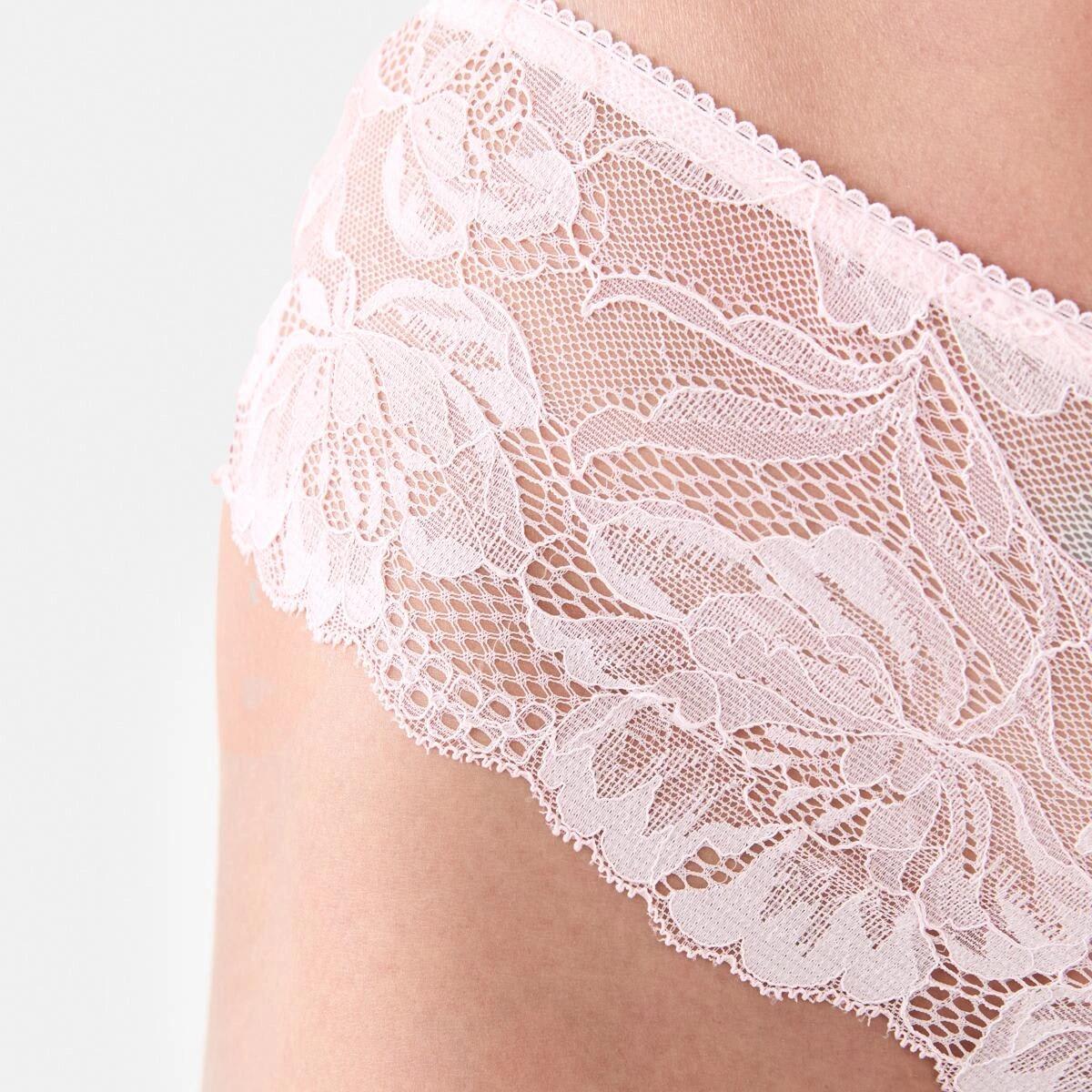 3 Co-ordinated Bloom Lace Briefs Pink Chalk, 3 of 4