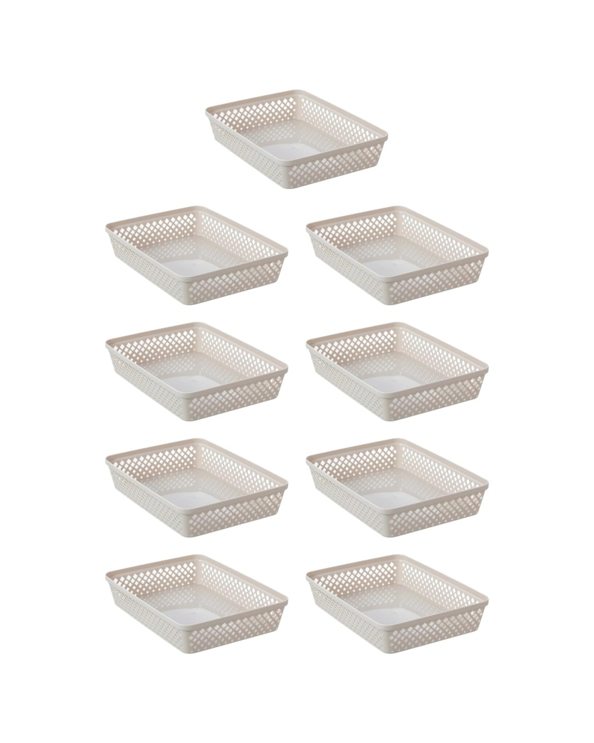 1 Boxsweden 9PK Diamond Tray Home Organiser Storage Container - Beige, 1 of 5