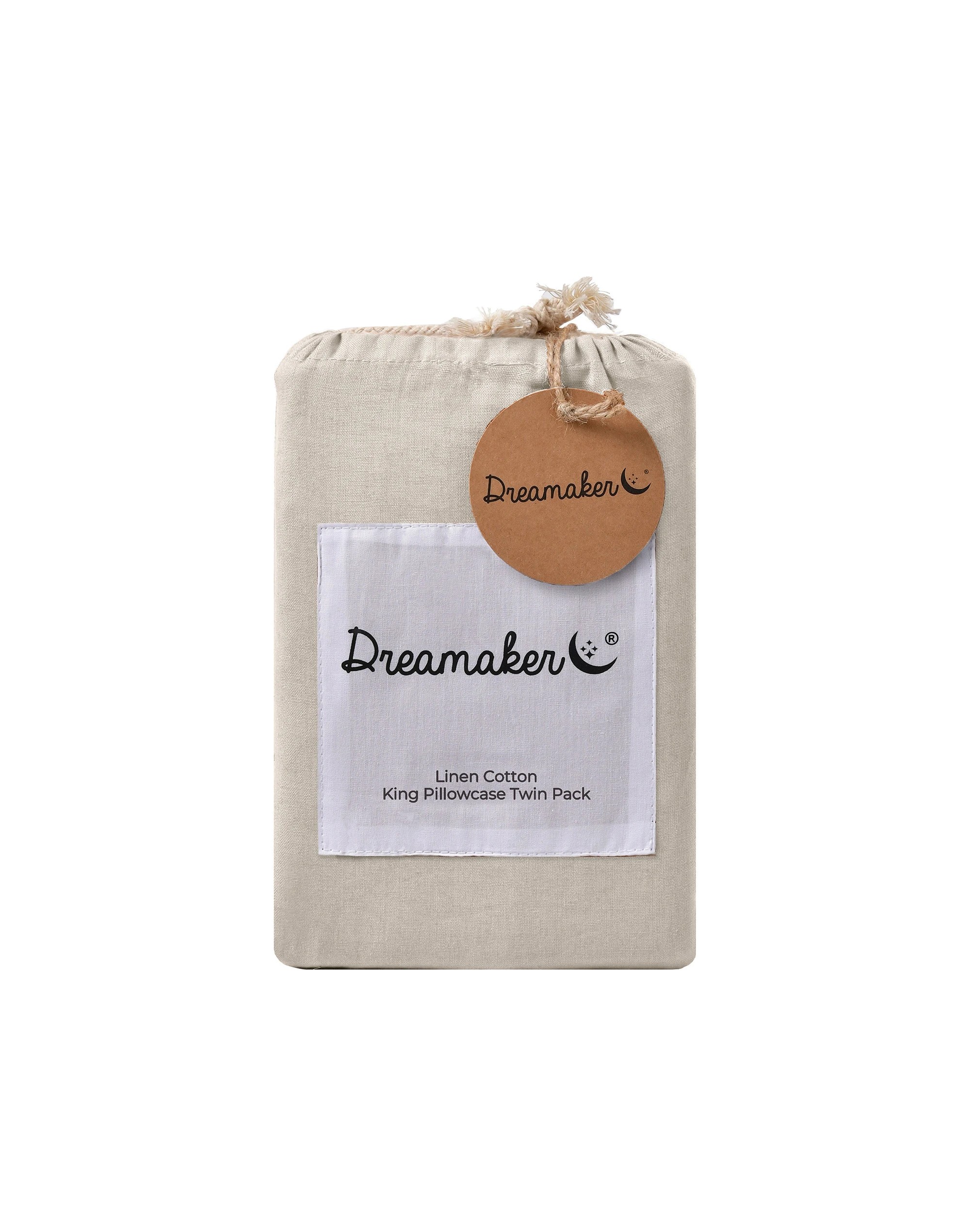 5 Dreamaker Linen Cotton King Pillowcase Twin Pack - Oatmeal, 5 of 5