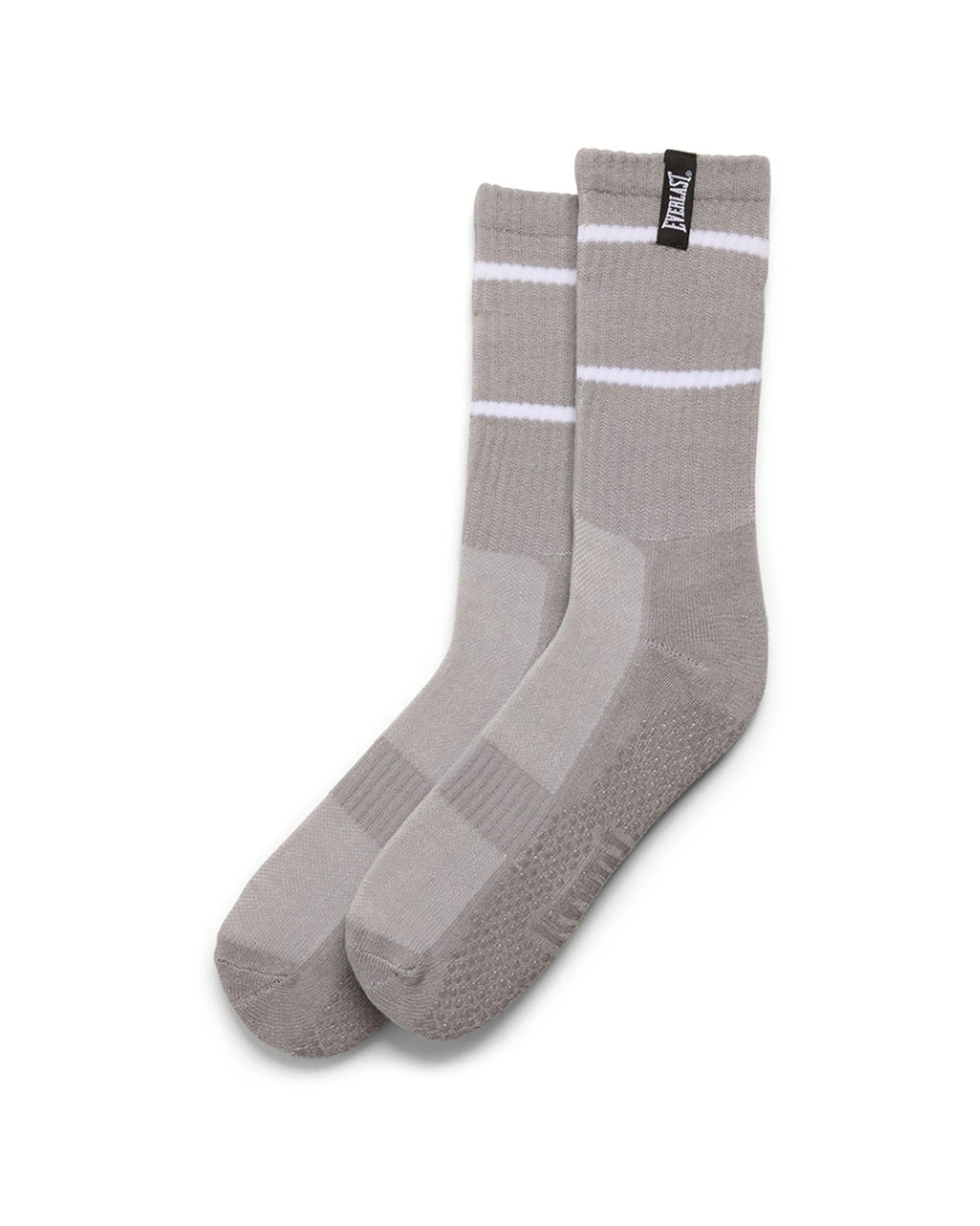 2 Everlast 3PK Yoga Grip Crew Socks Breathable Non-Slip Workout Gear Silicone Sole - Grey, 2 of 3