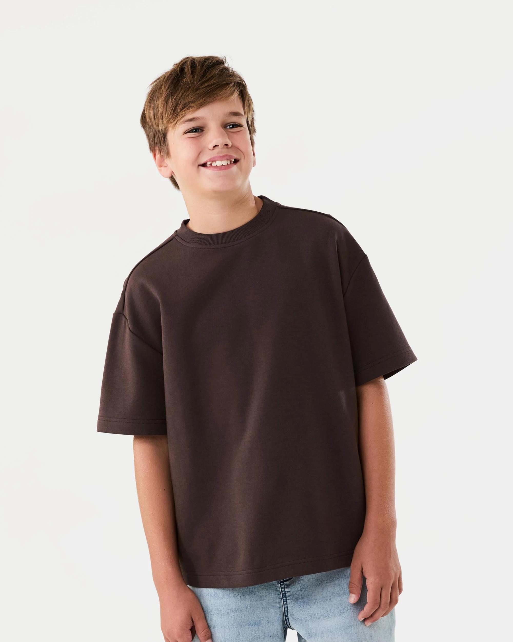 1 Short Sleeve Oversize Interlock T-shirt Seal Brn, 1 of 6