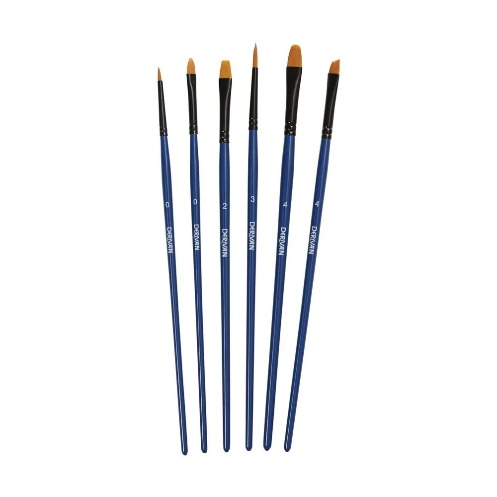 3 Derivan Short Handle Assorted Paintbrush 6 Piece, 3 of 3