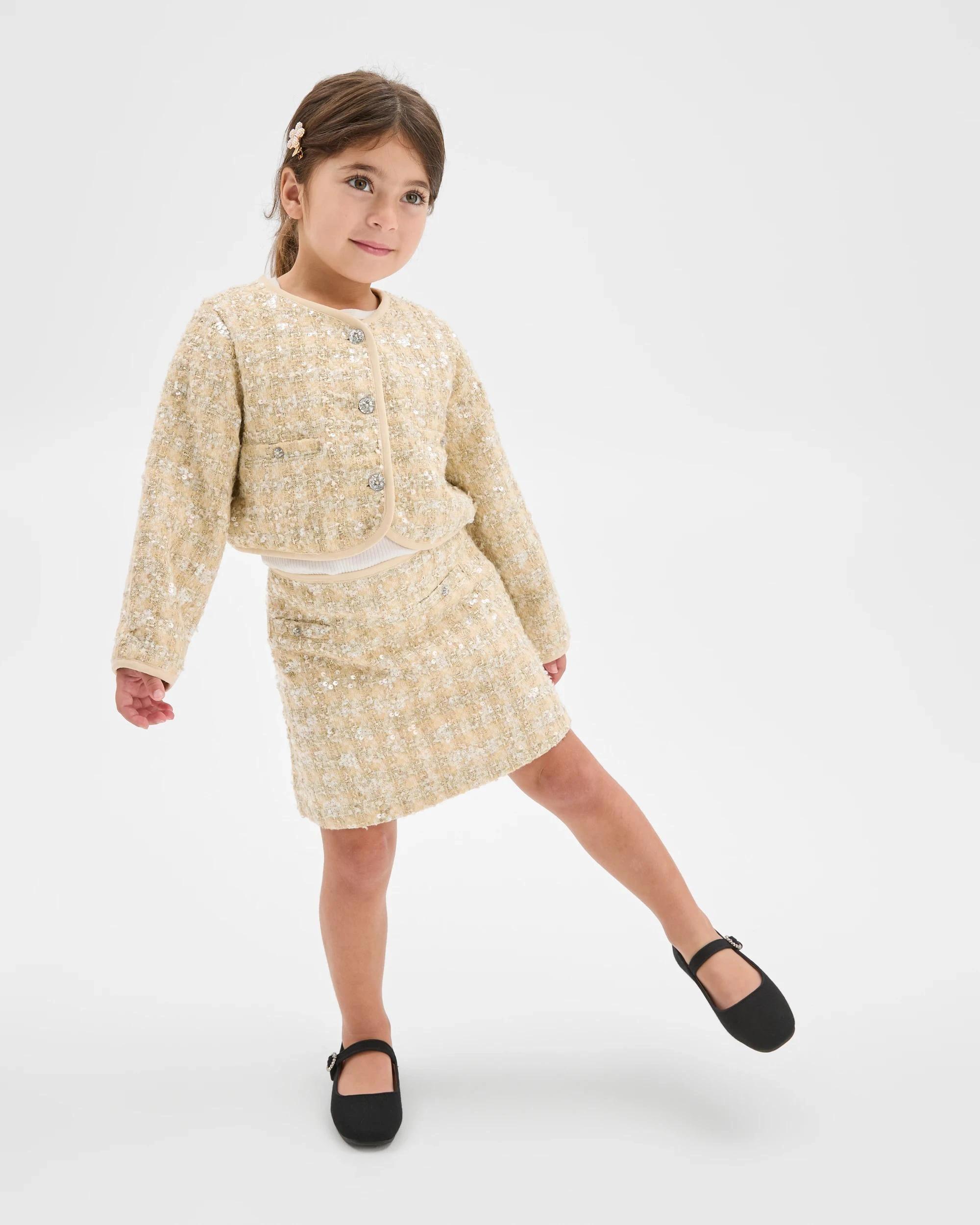1 Target Kids Sequin Blazer Boucle Jacket CREAM, 1 of 6