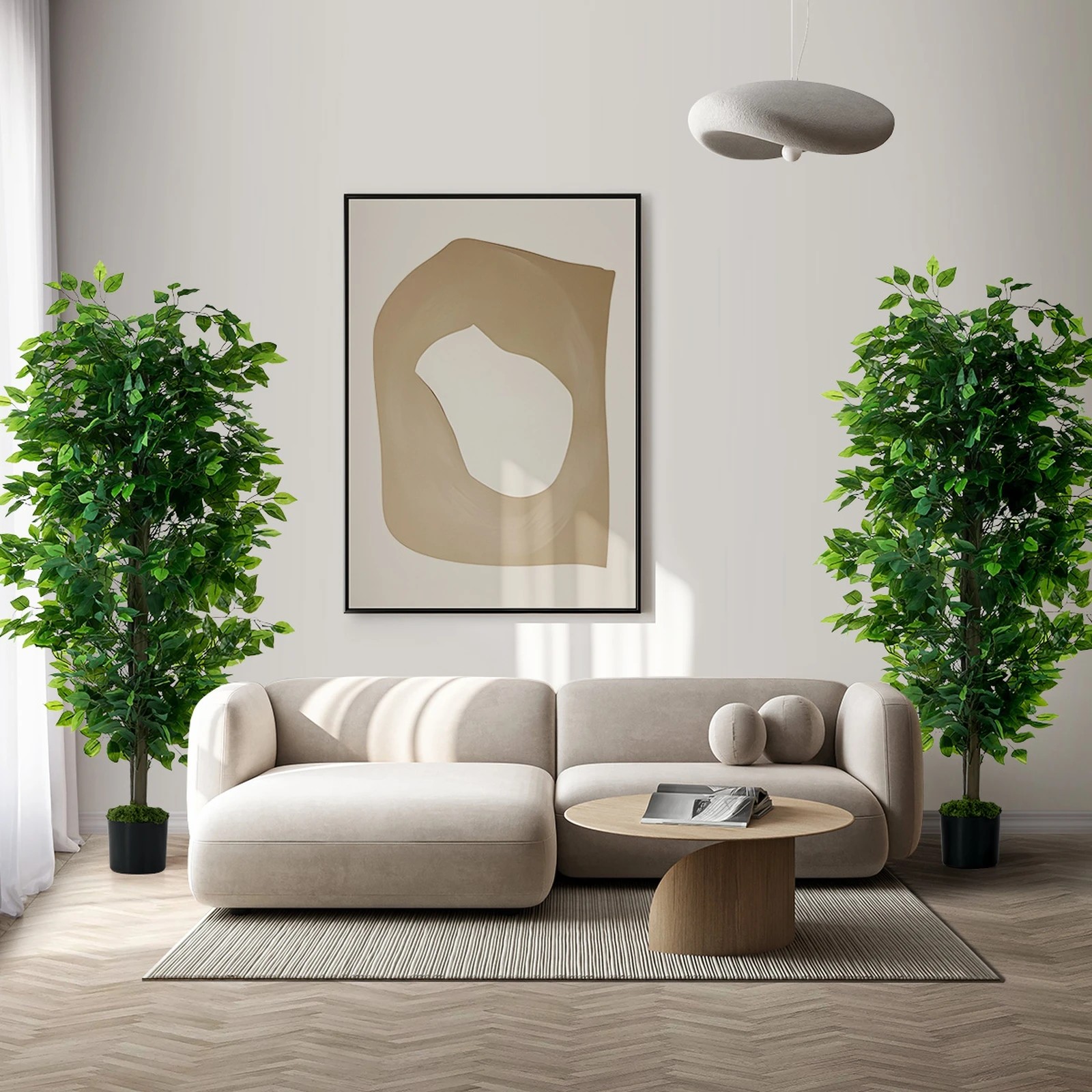 4 Livsip 2 Pack Artificial Ficus Tree 150cm Potted Faux Plant Outdoor Home Decor, 4 of 8