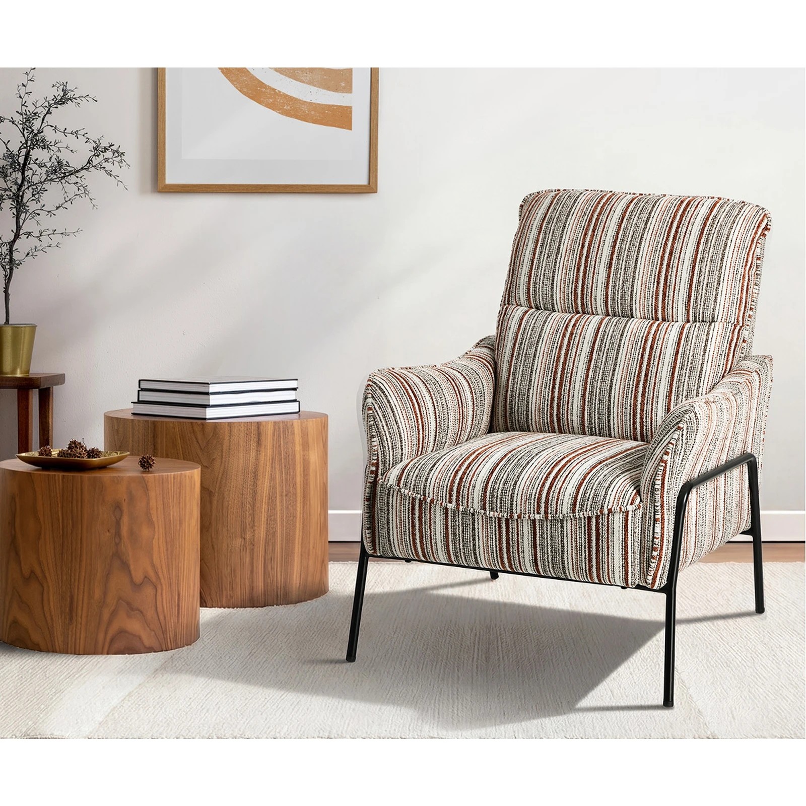 4 Oikiture Armchair Chenille Fabric Lounge Chair Accent Chair - Brown, 4 of 10