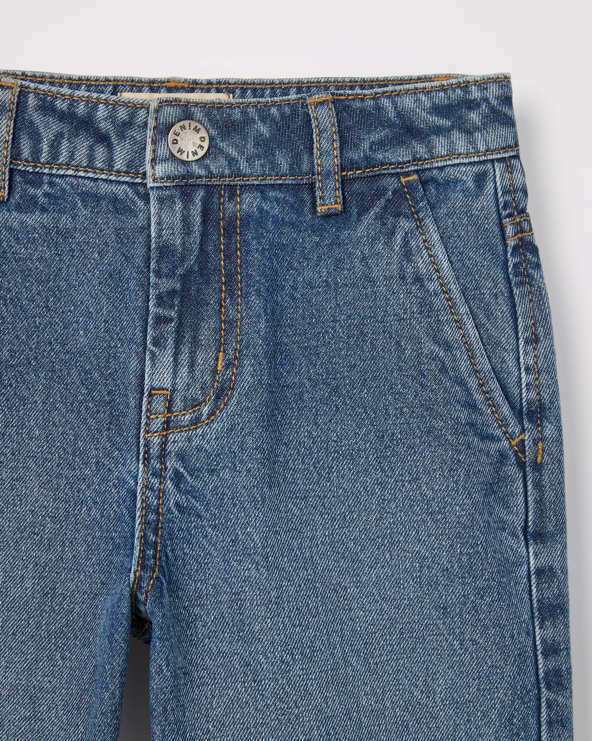 3 Target Kids Cotton Structured Waist Denim Shorts MID WASH, 3 of 5
