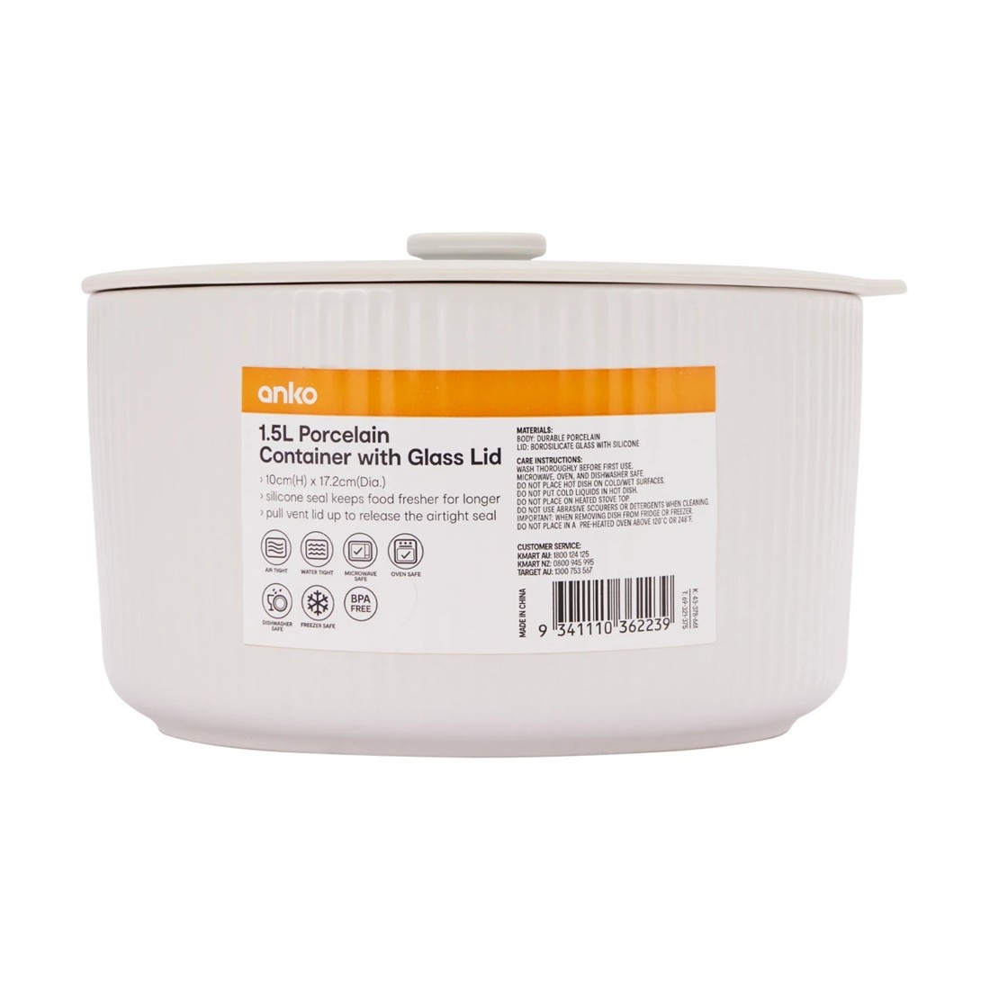 6 1.5L Porcelain Container with Glass Lid, 6 of 6