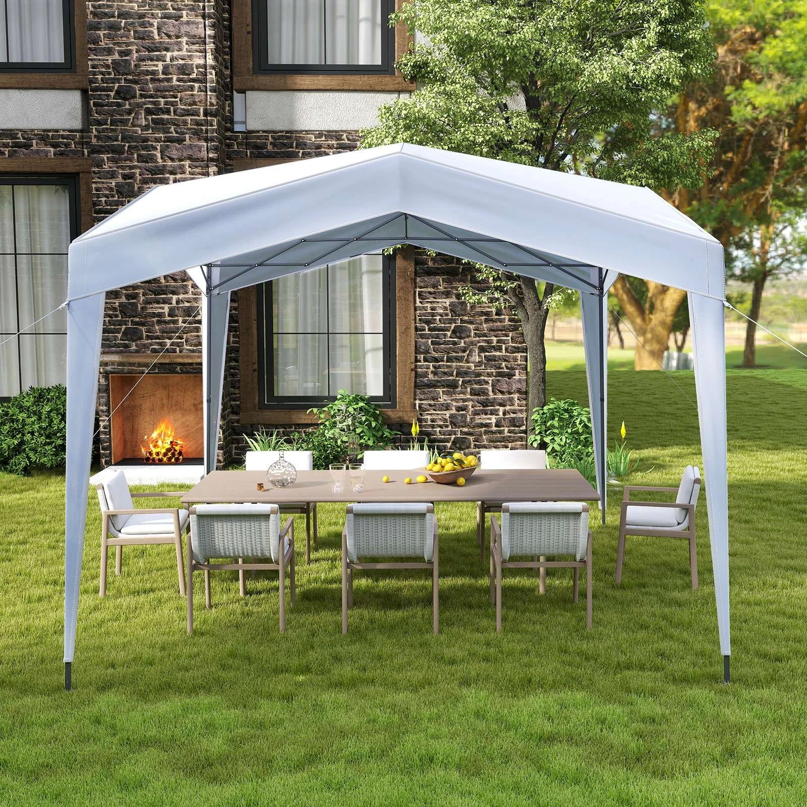 2 Costway 3 x 3 m Pop up Canopy Tent w/4 Sidewalls 14 kg - White, 2 of 2
