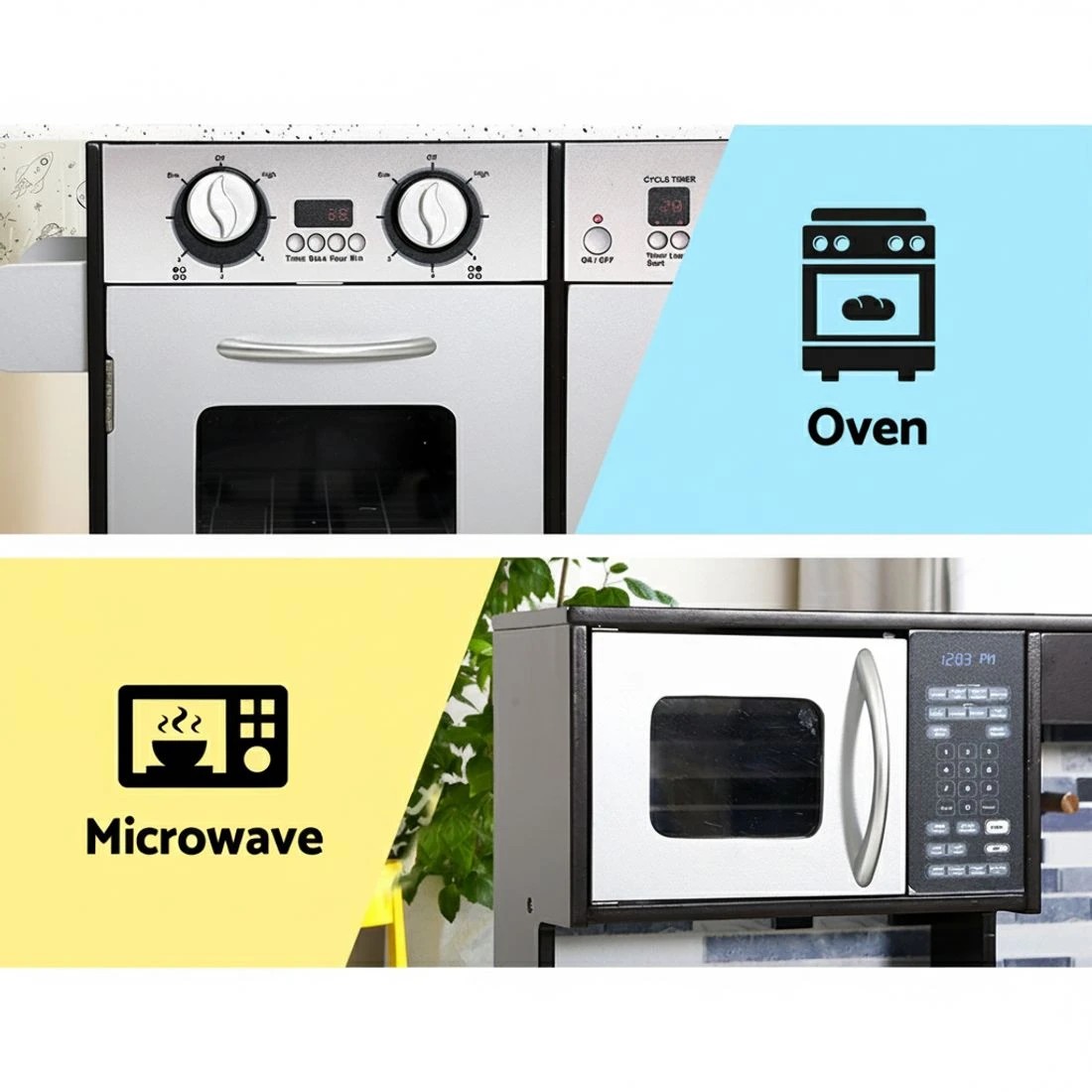 3 Keezi Kids Kitchen Play Set en Pretend Toys Cooking Children Oven Fridge - Multi, 3 of 5