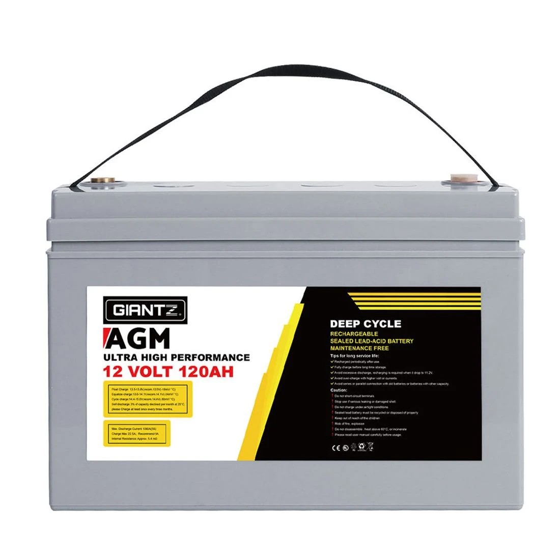 3 Giantz AGM Deep Cycle Battery 12V 120Ah x2 Box Portable Solar Caravan Camping - Grey, 3 of 7