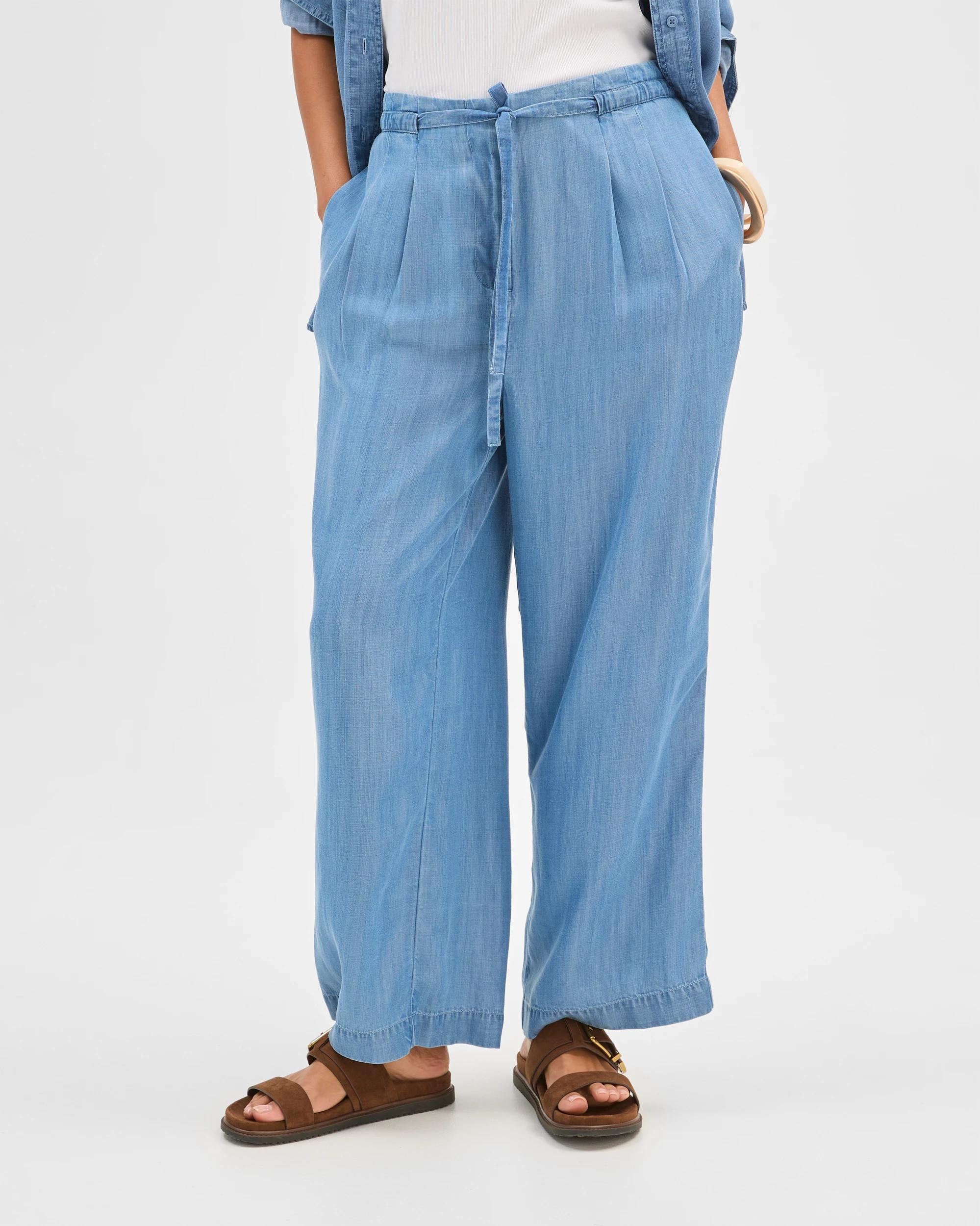 4 Target Woman Straight Leg Tie Chambray Pants CHAMBRAY, 4 of 7