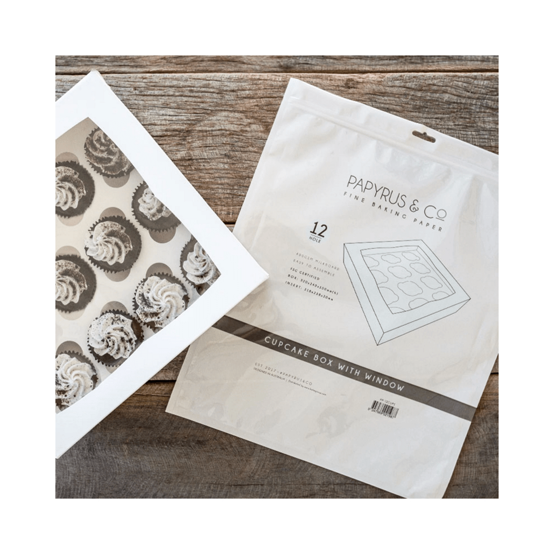 2 Papyrus & Co Papyrus & Co White Cupcake Box with PVC Window 12 Hole, 2 of 2