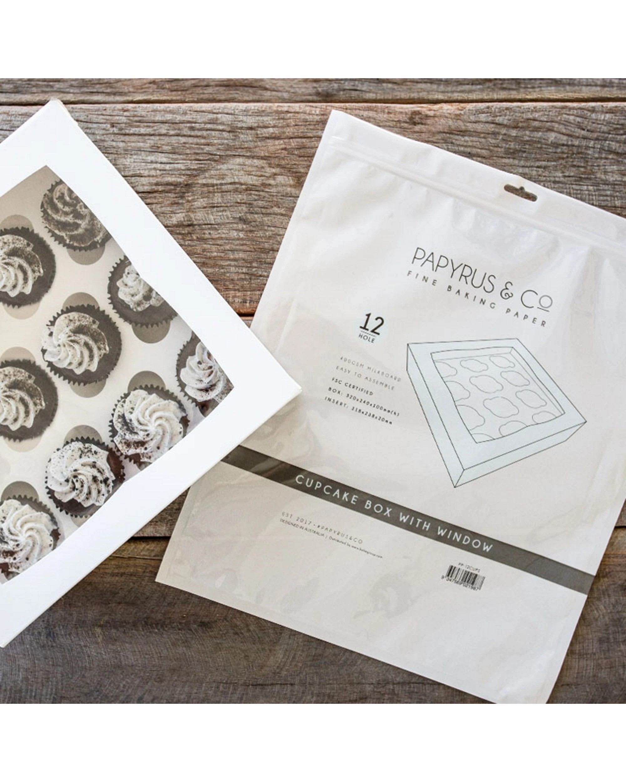 2 Papyrus & Co Papyrus & Co White Cupcake Box with PVC Window 12 Hole - White, 2 of 2