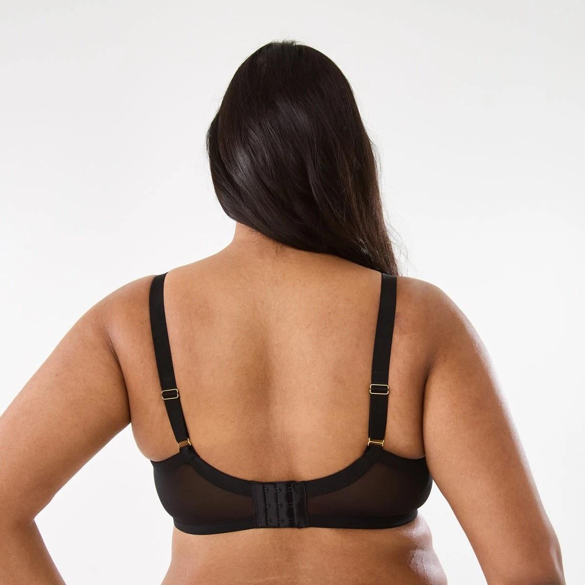 3 Full Figure Soft Cup Mesh Underwire Bra BLACK, 3 of 5