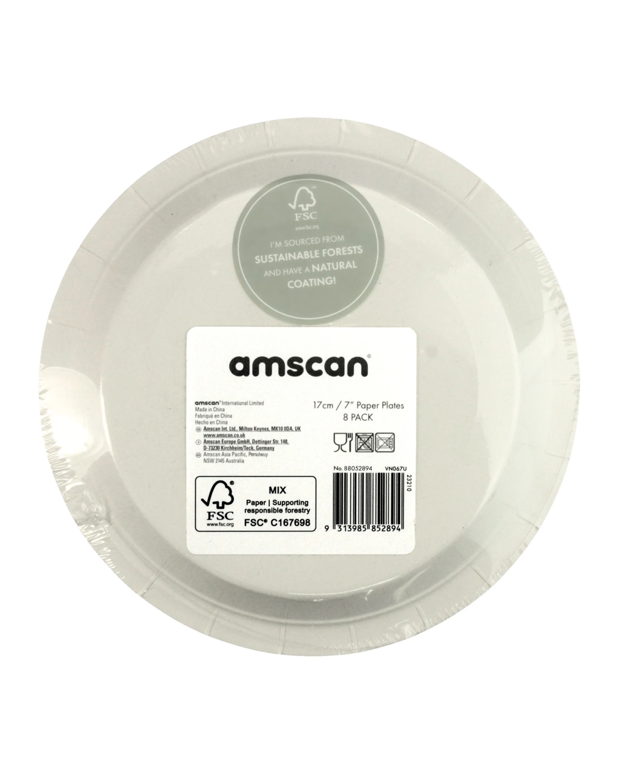 3 Amscan Pastel Pink Gingham Small Paper Plates Pack of 8 - Pink, 3 of 3