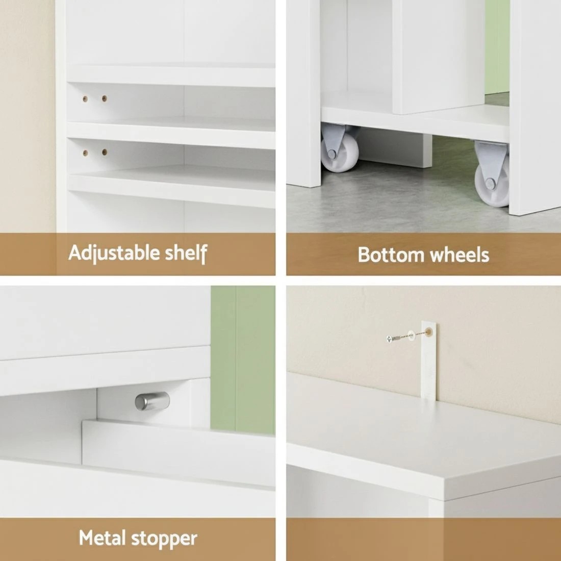 6 Artiss Bathroom Cabinet Storage Slim Organiser Drawer Toilet Corner 135cm - White, 6 of 7