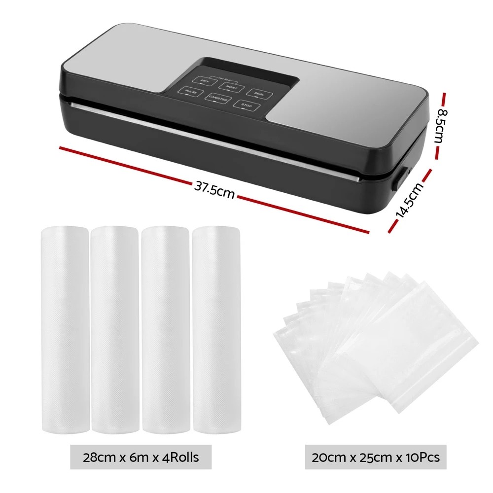2 Devanti Food Vacuum Sealer Machine Auto Seal Cutter 5 Modes Storage Bags 28cm×6m 4 Rolls - Multi, 2 of 5