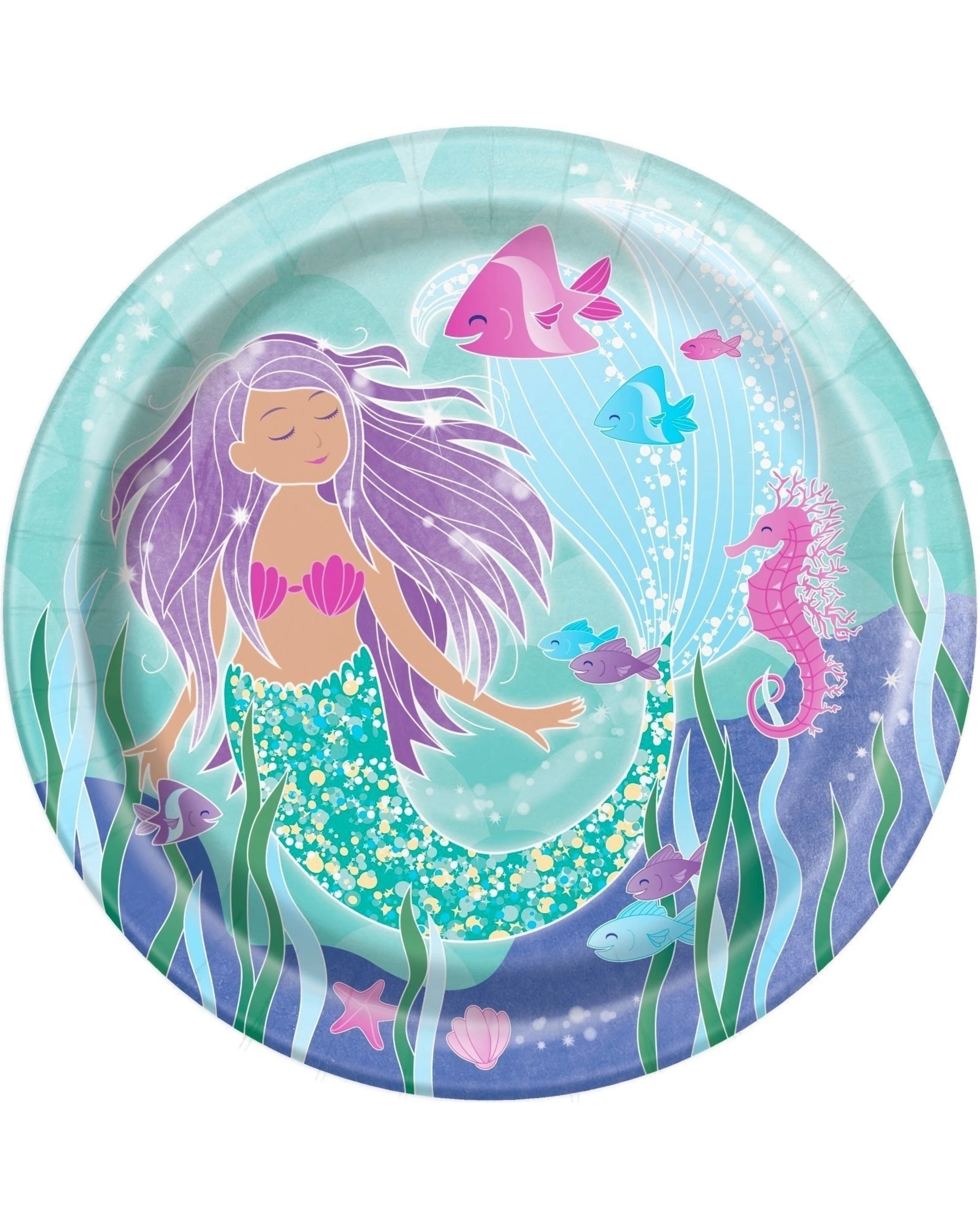 1 Unique Mermaid Large Paper Plates Pack of 8, 1 of 1