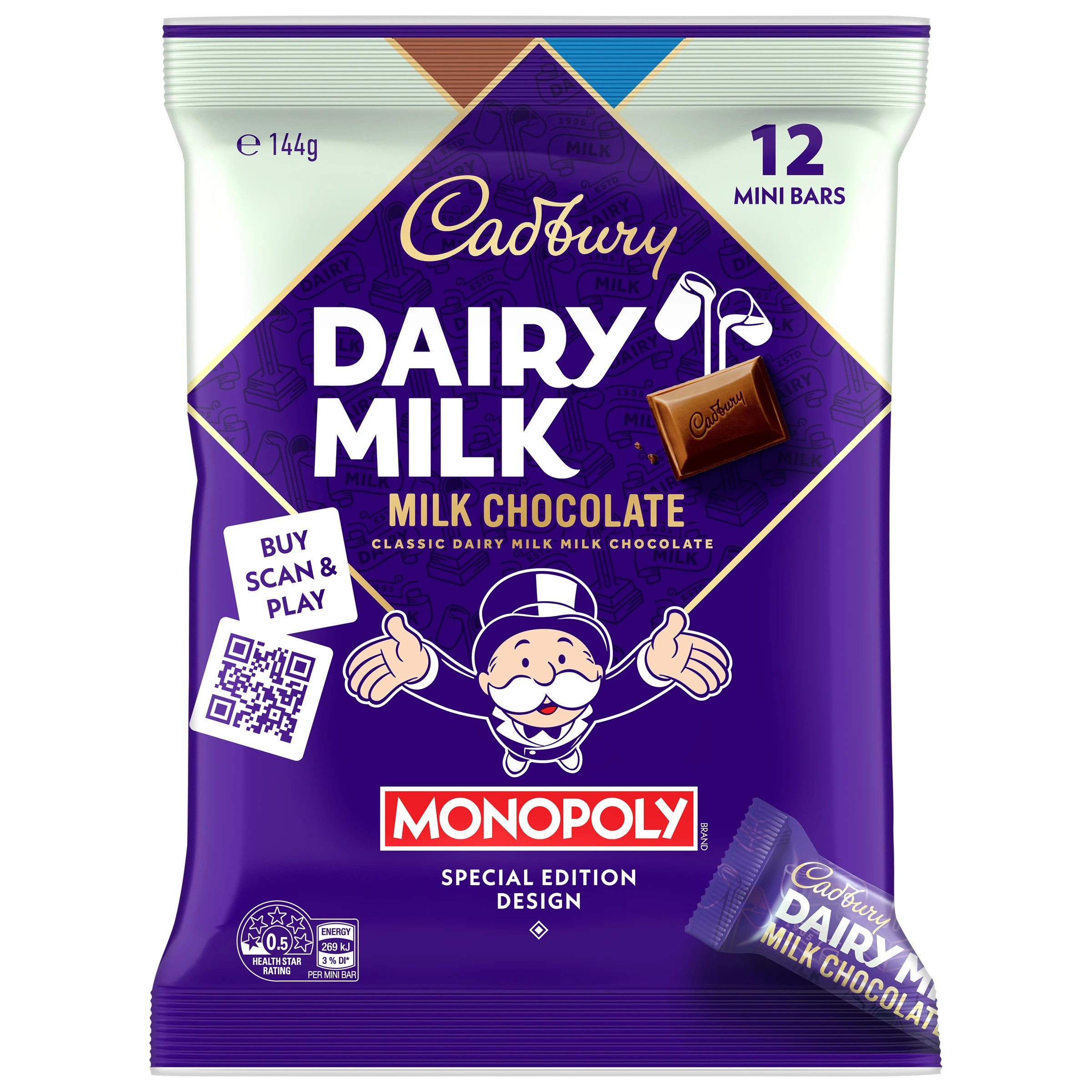 1 12 Pack Cadbury Dairy Milk Chocolate 144g, 1 of 2